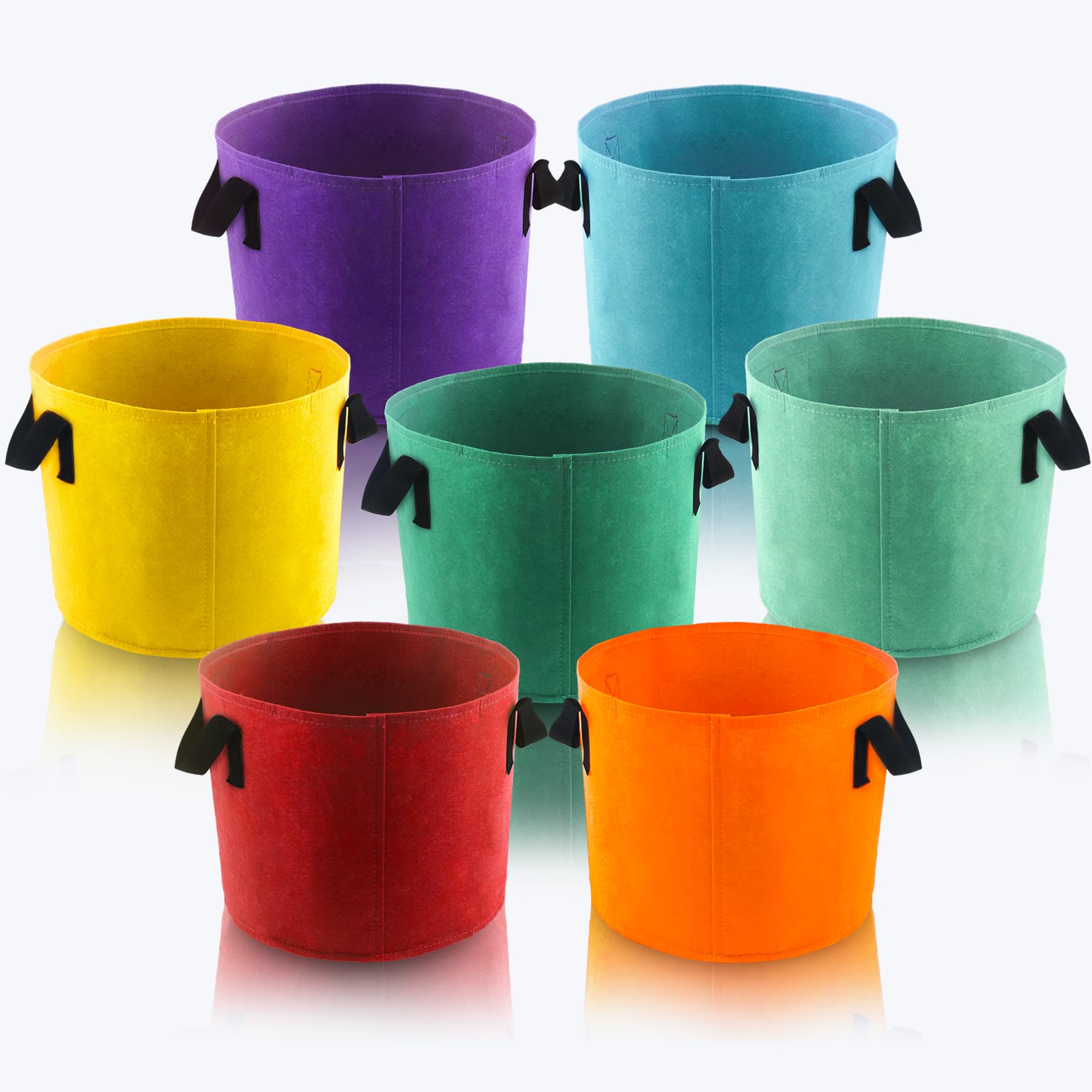 5 Gallon Grow Bags - 7 Pack Colorful Fabric Plant Pots with Handles for Gardening, Vegetables, Flowers & Outdoor Planting - Perfect for Raised Beds, Container Gardening & Balcony Plants