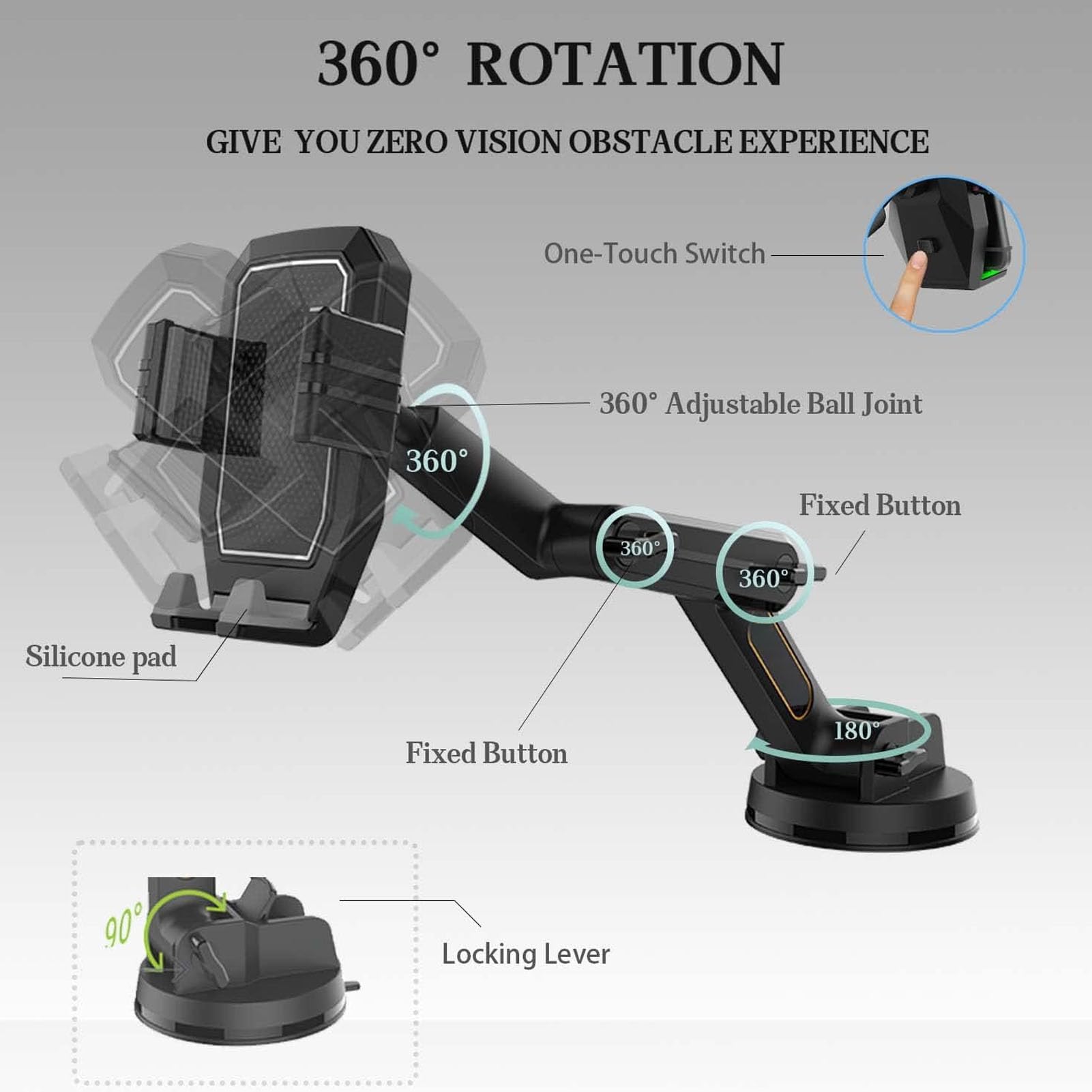 Heavy Duty Truck Phone Mount Holder - 16.9