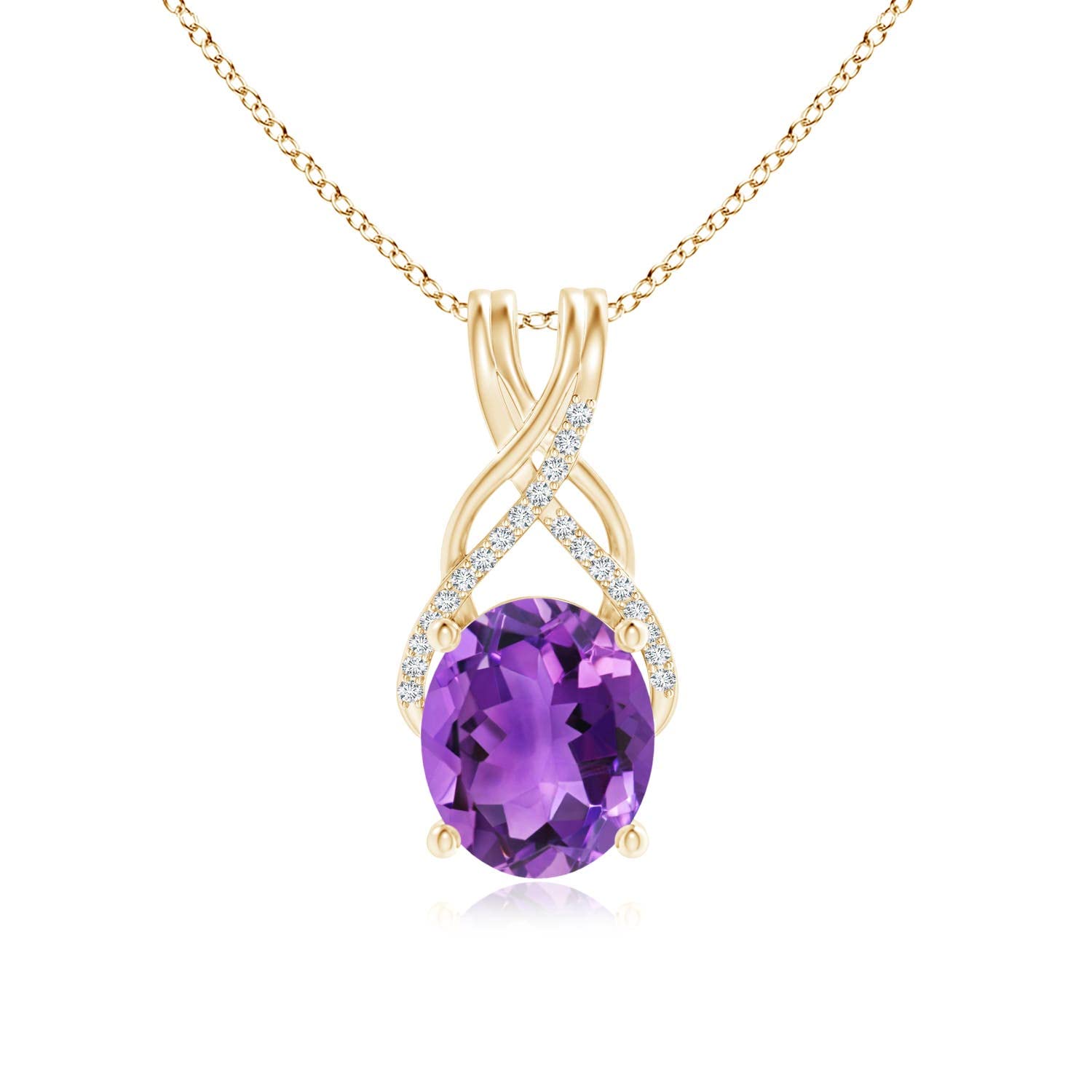 Angara Natural Amethyst Solitaire Pendant Necklace for Women - 14K Solid Gold/Platinum February Birthstone Jewelry | Elegant Gift for Her, Birthday, Anniversary, Valentine's Day | Perfect for Weddings, Parties & Special Occasions