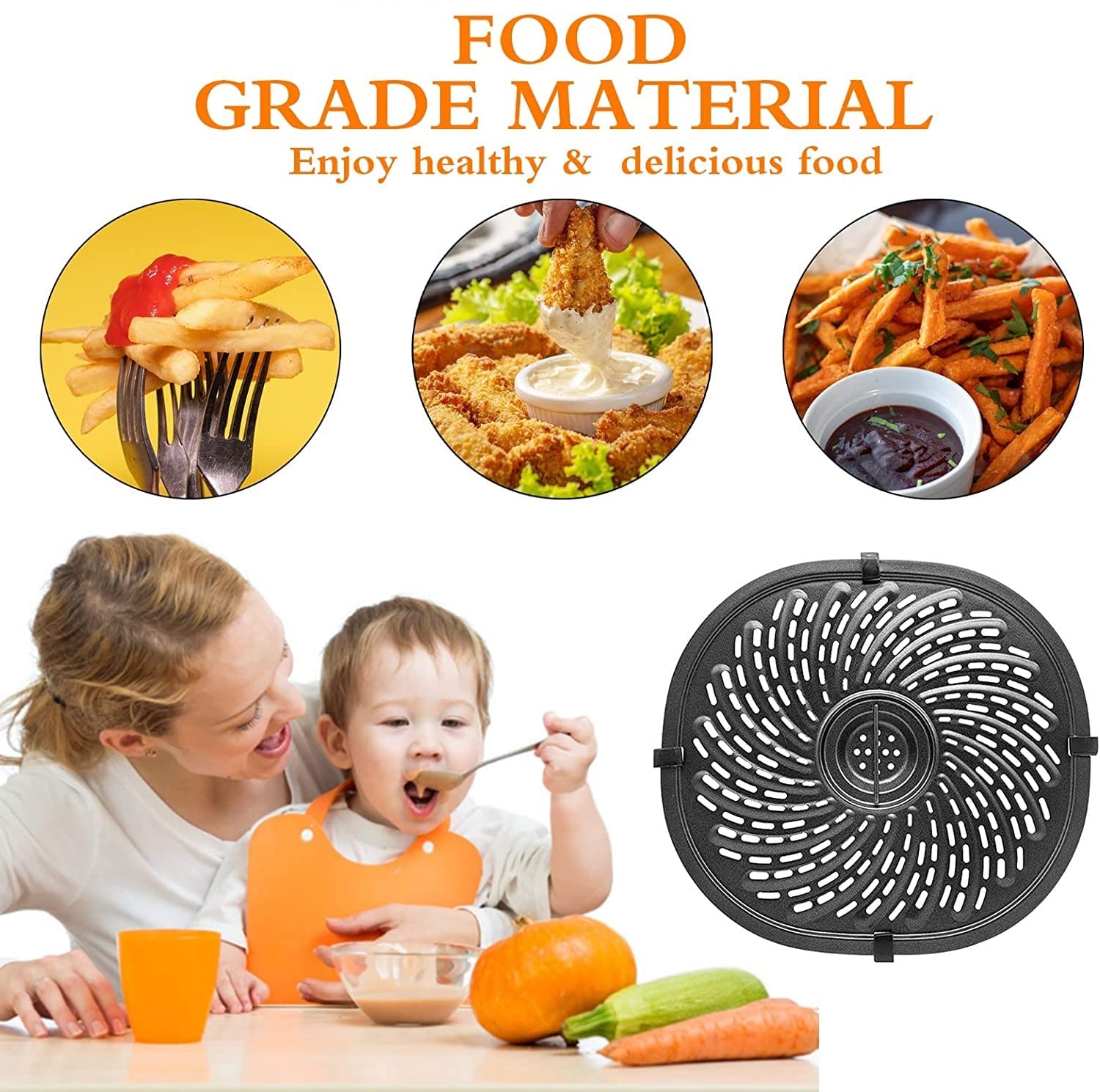 PowerXL Gowise 7QT Air Fryer Grill Plate - Professional Non-Stick Crisper Plate & Grill Pan Replacement - Dishwasher Safe Accessory for Healthier Cooking - Perfect for Grilling, Roasting & Air Frying Chicken, Vegetables & More