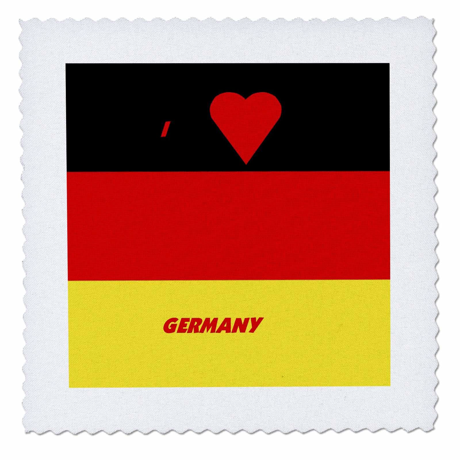 3D Rose I Love Germany Quilt Square - 10x10 Inch Cotton Fabric Patch for DIY Sewing, Quilting, Home Decor & Craft Projects - Perfect for Blankets, Pillows, Bags & Scrapbooking