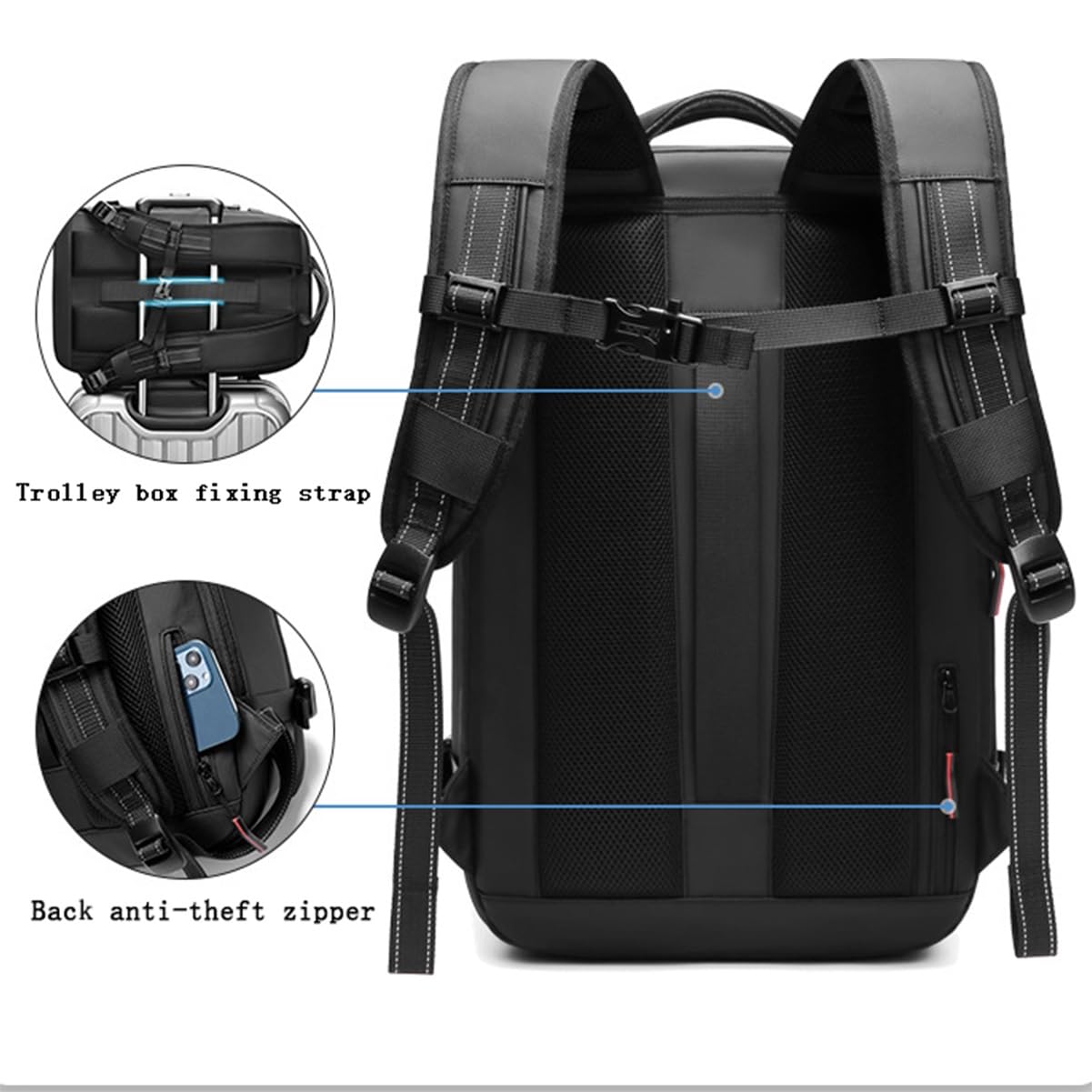 60L Expandable Vacuum Compression Backpack - Large Anti-Theft Travel Hiking Backpack, Waterproof Outdoor Sports Rucksack for Camping, Trekking & Adventure (Blue)