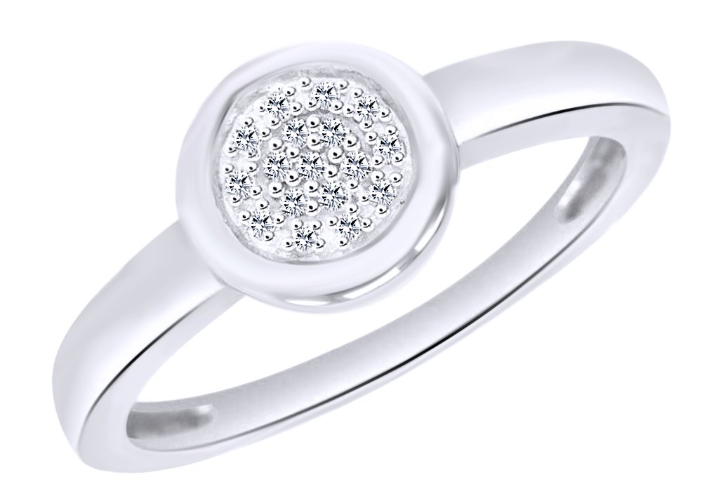 14K Gold Over Sterling Silver AFFY White Natural Diamond Anniversary Ring (0.06 Cttw) - Elegant Gift for Women, Perfect for Weddings, Anniversaries & Special Occasions