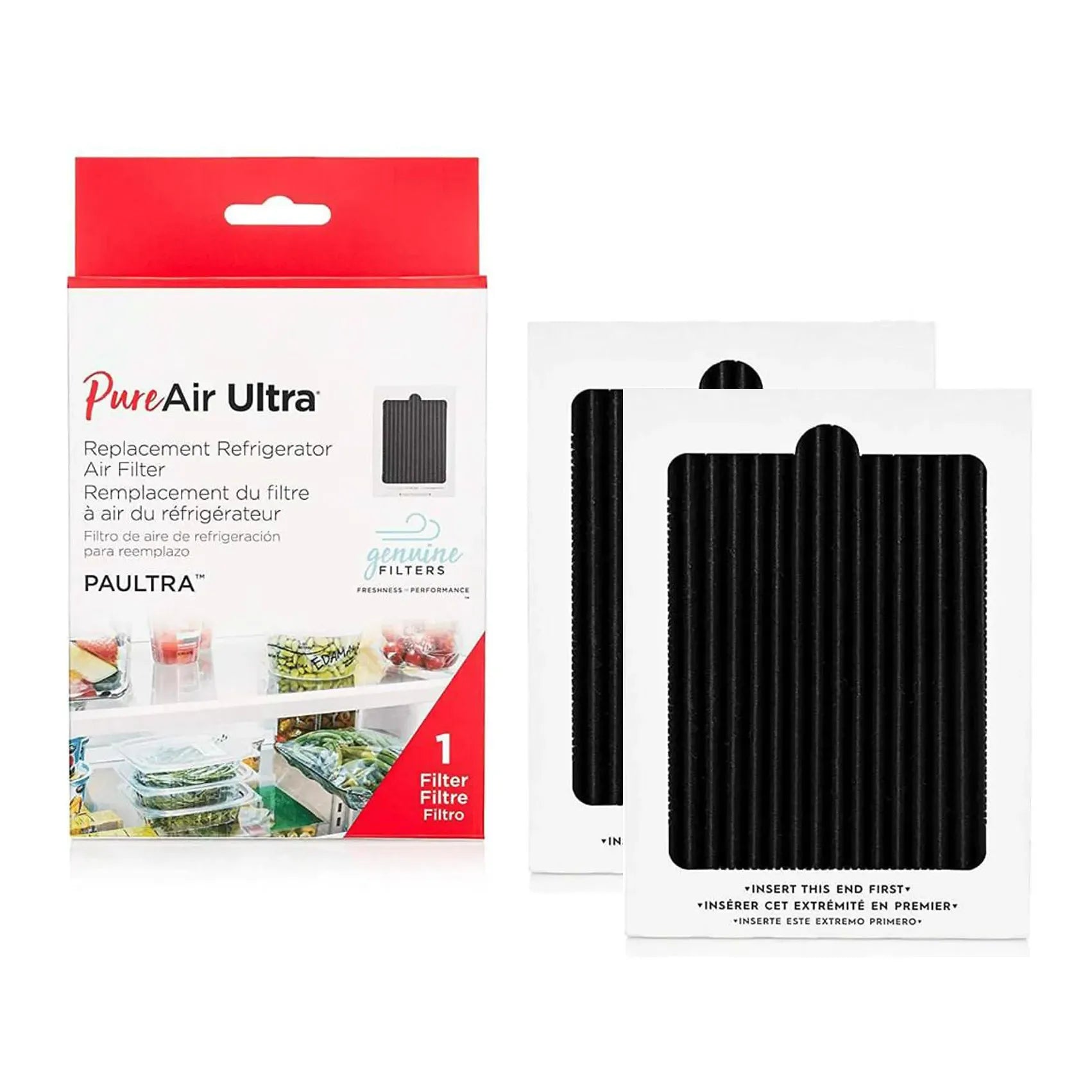 2-Pack Frigidaire PureAir Ultra PAULTRA Refrigerator Air Filter Replacement - Compatible with Select Models, Eliminates Odors & Improves Air Quality - Perfect for Kitchen, Home & Office Use