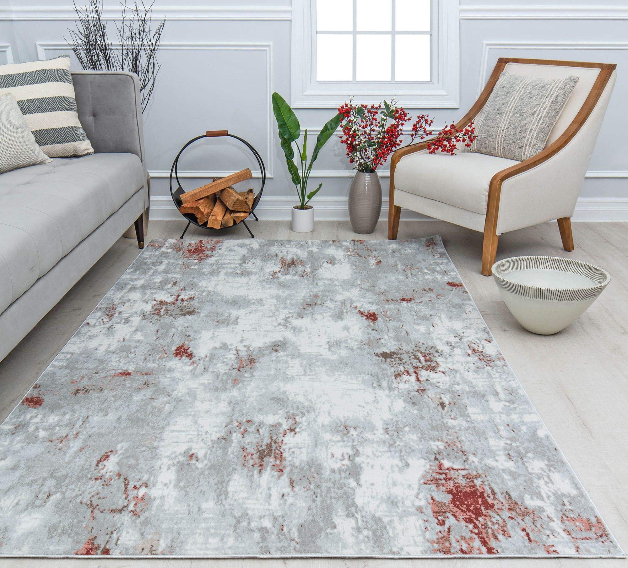 Silas SM40D Silent Night Abstract Vintage Area Rug 8' x 10' - Soft Modern Bohemian Rug for Living Room, Bedroom & Home Decor | Rugs America