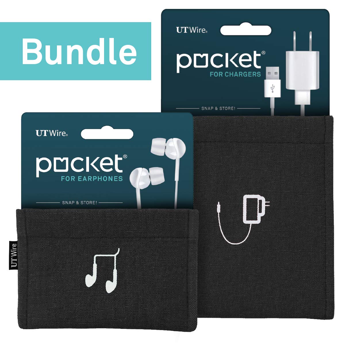 Portable Pocket Pouch Kit with USB Charger & Wireless Earbud Case - Compact Travel Organizer for Phones, Cables & Accessories (Black) - Perfect for Travel, Gym & Daily Commute
