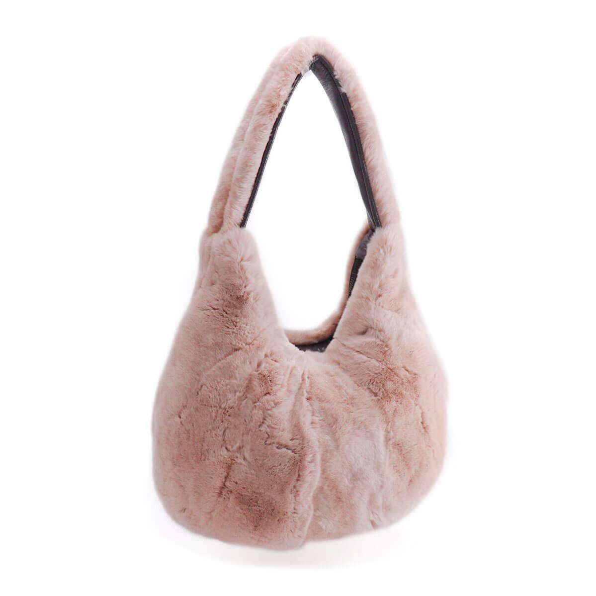 Surell Genuine Rex Rabbit Fur Shoulder Bag - Soft Fluffy Tote Purse with Zipper Closure - Women's Fashion Accessory for Parties, Dating & Winter Outfits