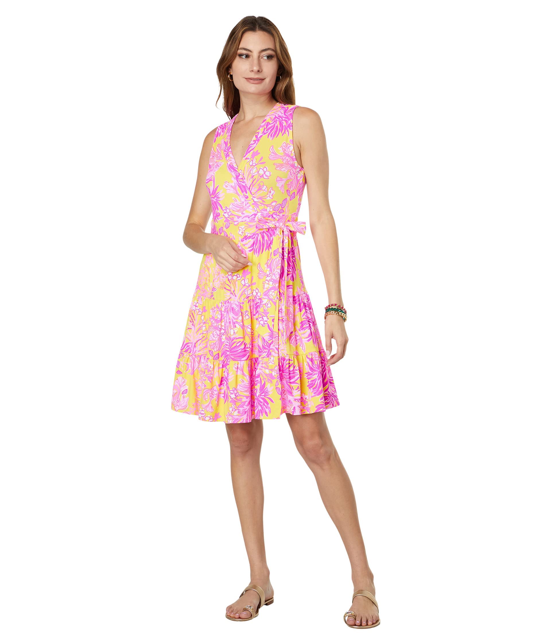 Lilly Pulitzer Folly Floral Wrap Dress - Women's Floral Print Summer Dress for Beach, Vacation & Casual Wear