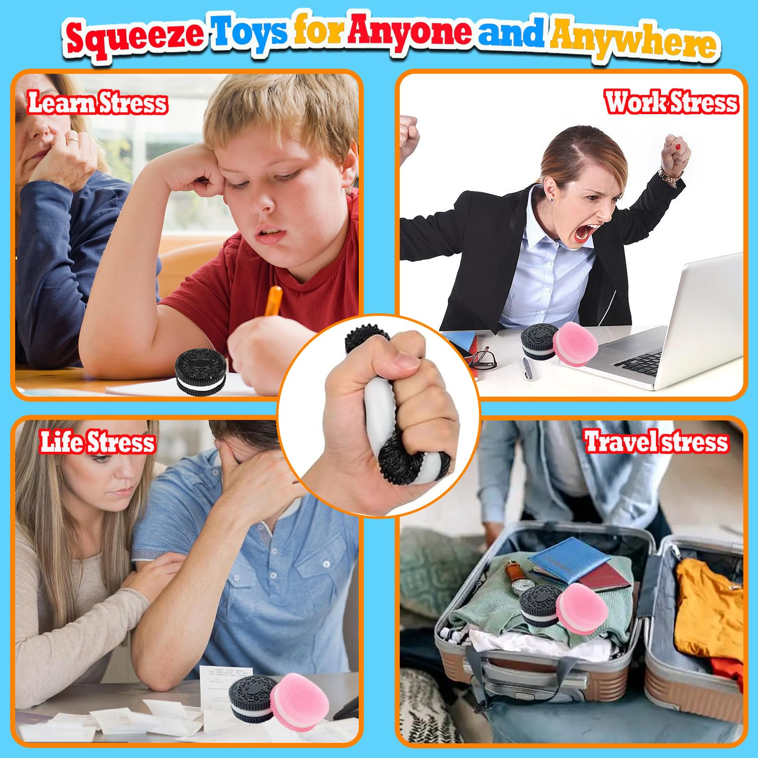 2 Pack Stress Relief Squishy Toys - Ultra Soft Silicone Taba Squeeze Toys for Anxiety & Stress Relief | Perfect for Office, School, Travel & Home Relaxation