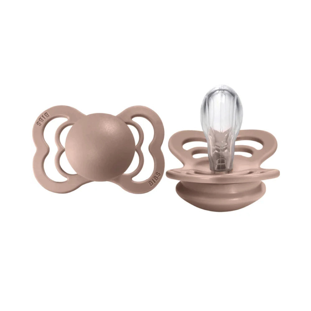 Bibs Couture Supreme Collection Silicone Pacifier - 2 Pack (Blush) - Soft & Safe for Babies - Perfect for Feeding, Teething & On-the-Go Use