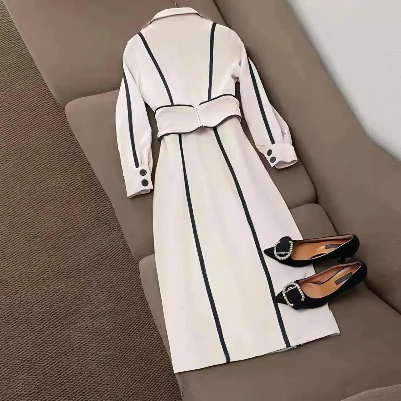 Double Breasted Women's Trench Coat - Classic Waterproof Long Coat for Fall & Winter | Office Wear, Business Casual & Outdoor Fashion