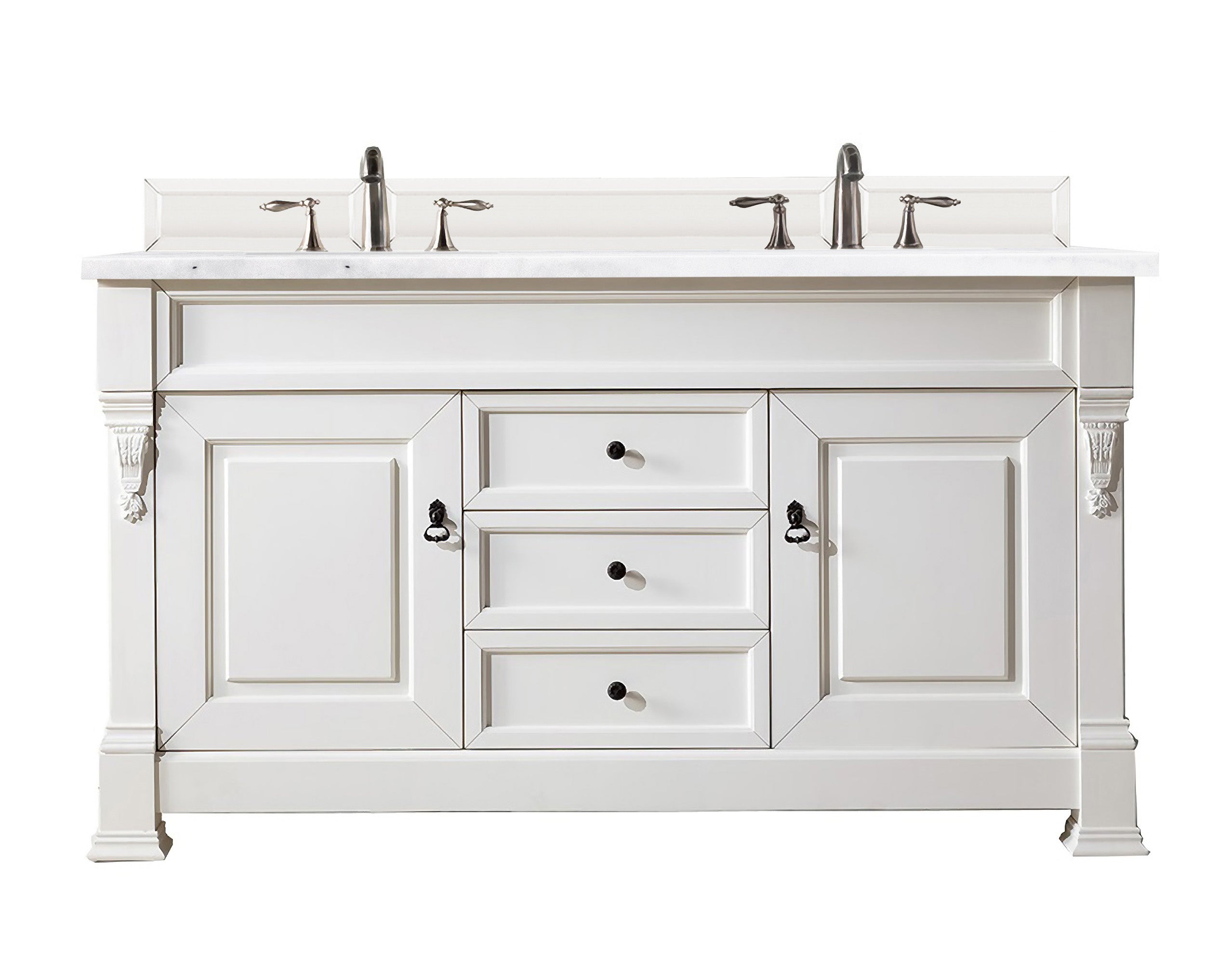 Brookfield 60-Inch Double Vanity with 3CM Arctic Fall Solid Surface Top in Bright White – Perfect for Modern Bathroom Renovations & Master Suite Upgrades