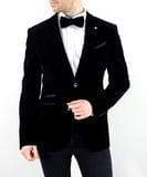 Cavani Sicily Black Velvet Slim Fit Blazer for Men | Formal & Evening Wear | Wedding, Party & Special Occasion Outfit