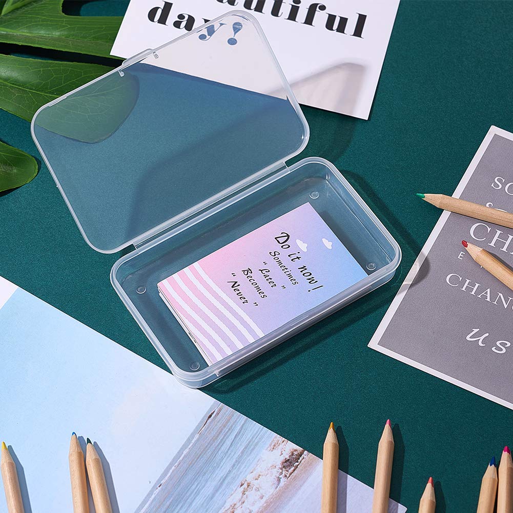 BENECREAT 10-Pack Clear Plastic Storage Boxes - 5x3.3x0.8 Inch Large Rectangle Bead Organizer Containers with Lids for Craft Supplies, Jewelry Making, Card Storage & Small Accessories - Perfect for DIY Projects, Office Organization & Home Craft Rooms