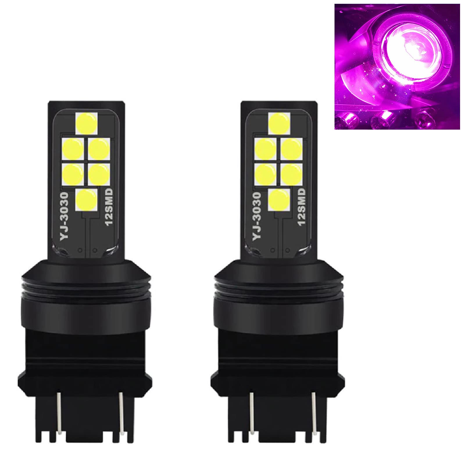 SOCAL-LED 3156 3157 Pink Purple LED Turn Signal Bulbs - 3030 SMD Bright Colorful DRL Brake Parking Tail Lights - Pack of 2 - Perfect for Car Customization & Nighttime Visibility