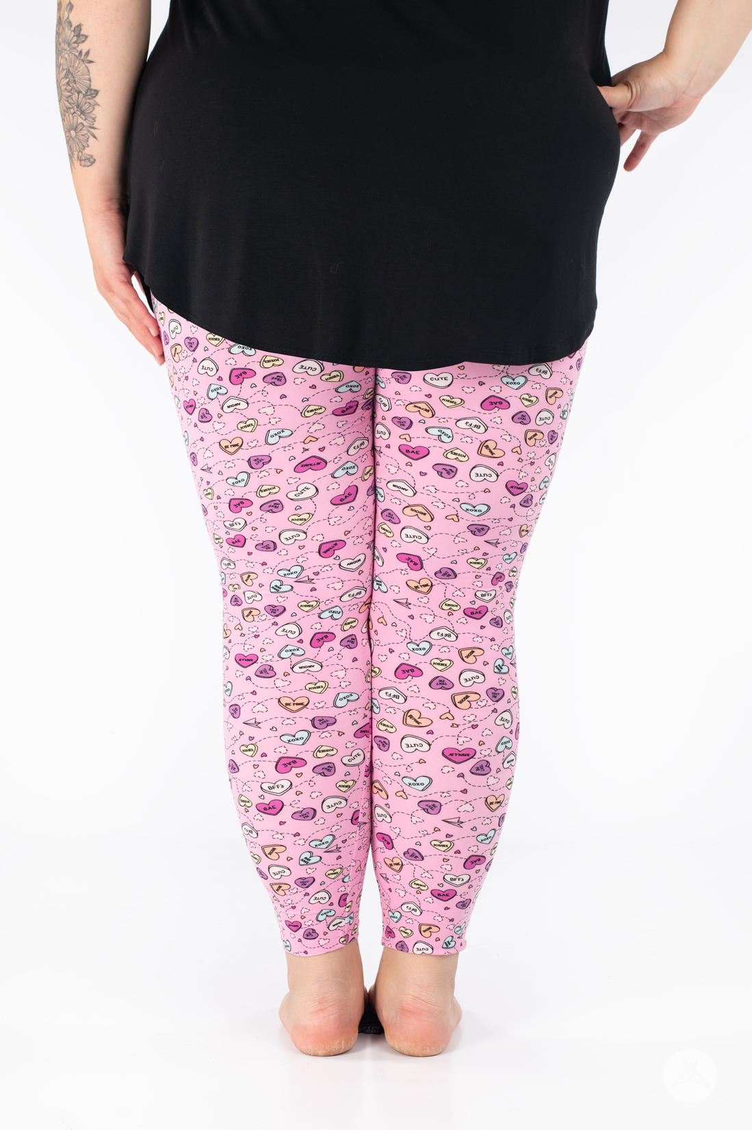 Love Notes Patterned Leggings for Women - Floral Print Yoga Pants with Stretchy High Waist - Comfortable Workout Tights for Running, Gym & Lounge Wear