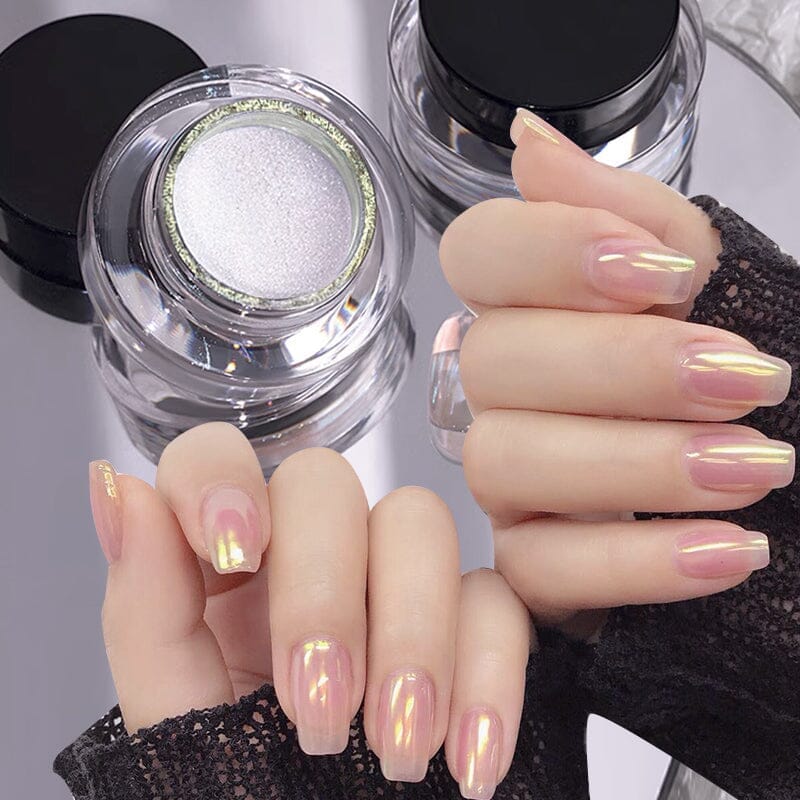Pearly Mirror Effect Nail Powder #02 - Chrome Nail Art Pigment for Gel Polish - Perfect for Manicures, Nail Extensions & DIY Nail Designs