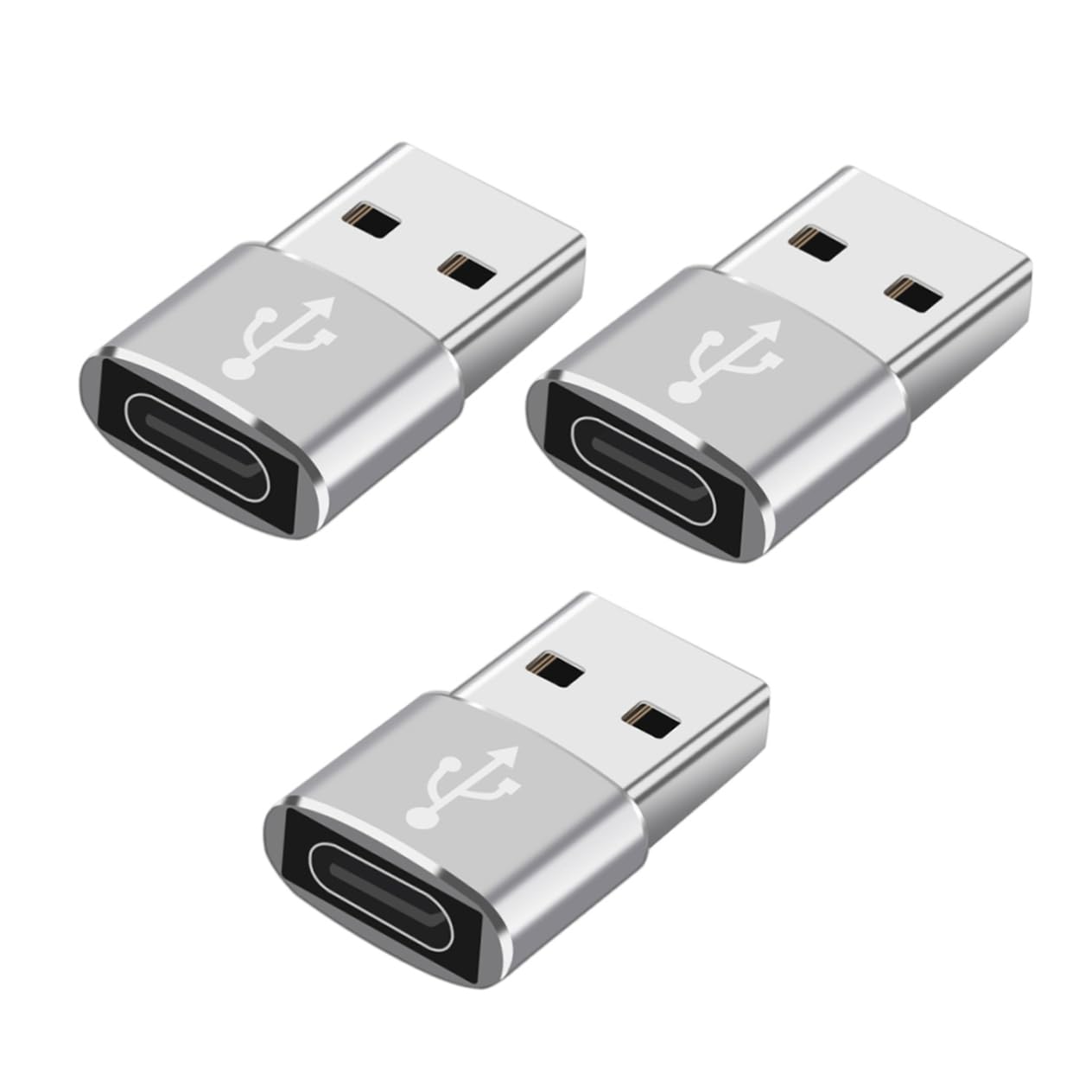 Hemobllo 3-Pack USB C to USB Adapter, Aluminum Alloy USB-C to USB 2.0 Converter for Charging, Data Transfer - Compatible with Laptop, Phone, Tablet, Power Bank & More