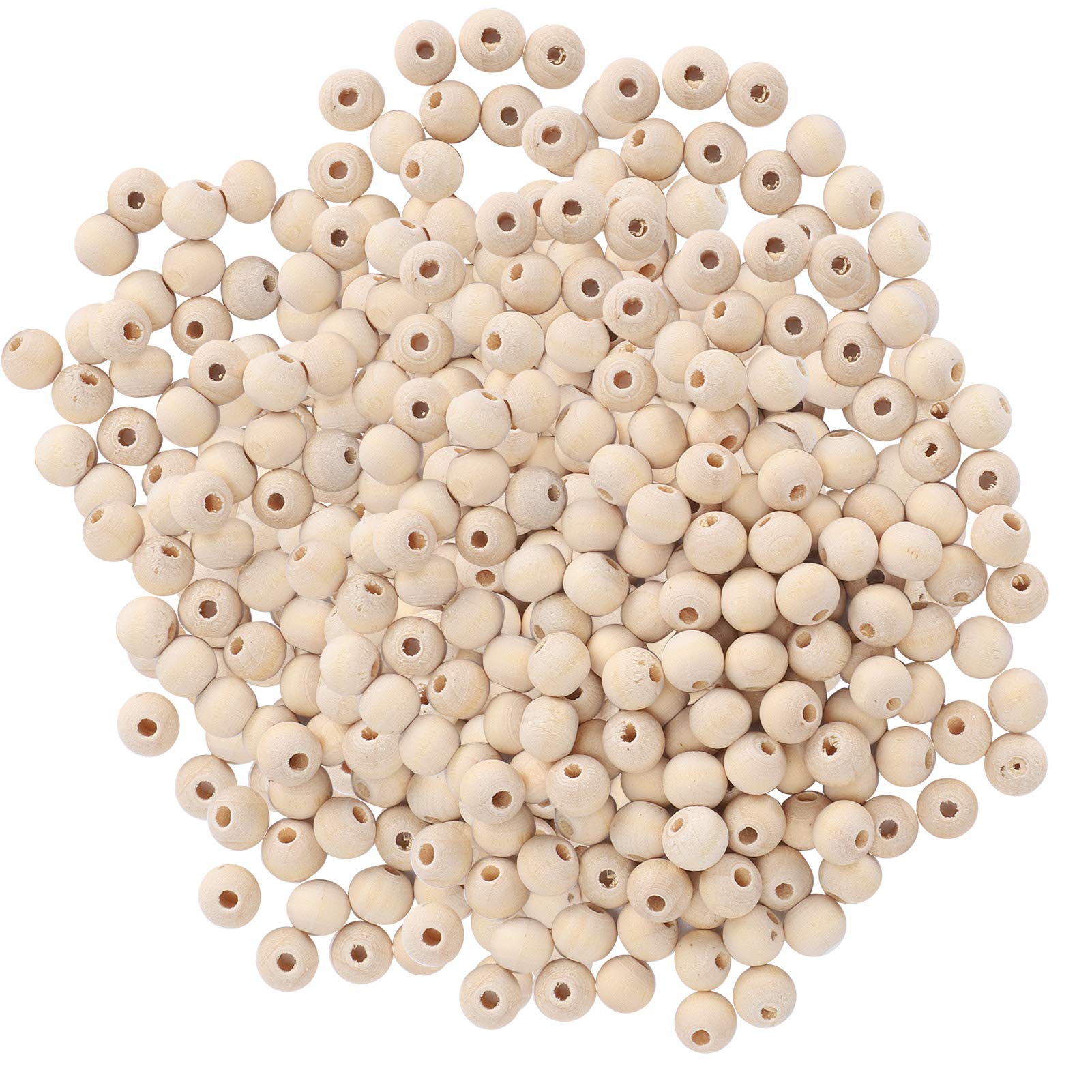 Zerodis 5 Bag Wood Beads Round Handmade DIY Craft Supplies - 4mm/6mm/8mm/10mm Unfinished Natural Beads (10mm-500pcs) for Jewelry Making, Bracelets & Home Decor