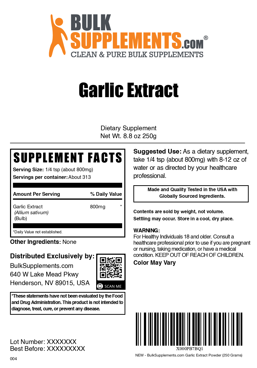 Premium Garlic Extract Powder - 100% Pure & Natural for Cooking, Supplements & Health Benefits | Vegan, Non-GMO, Gluten-Free | Ideal for Recipes, Smoothies & Wellness