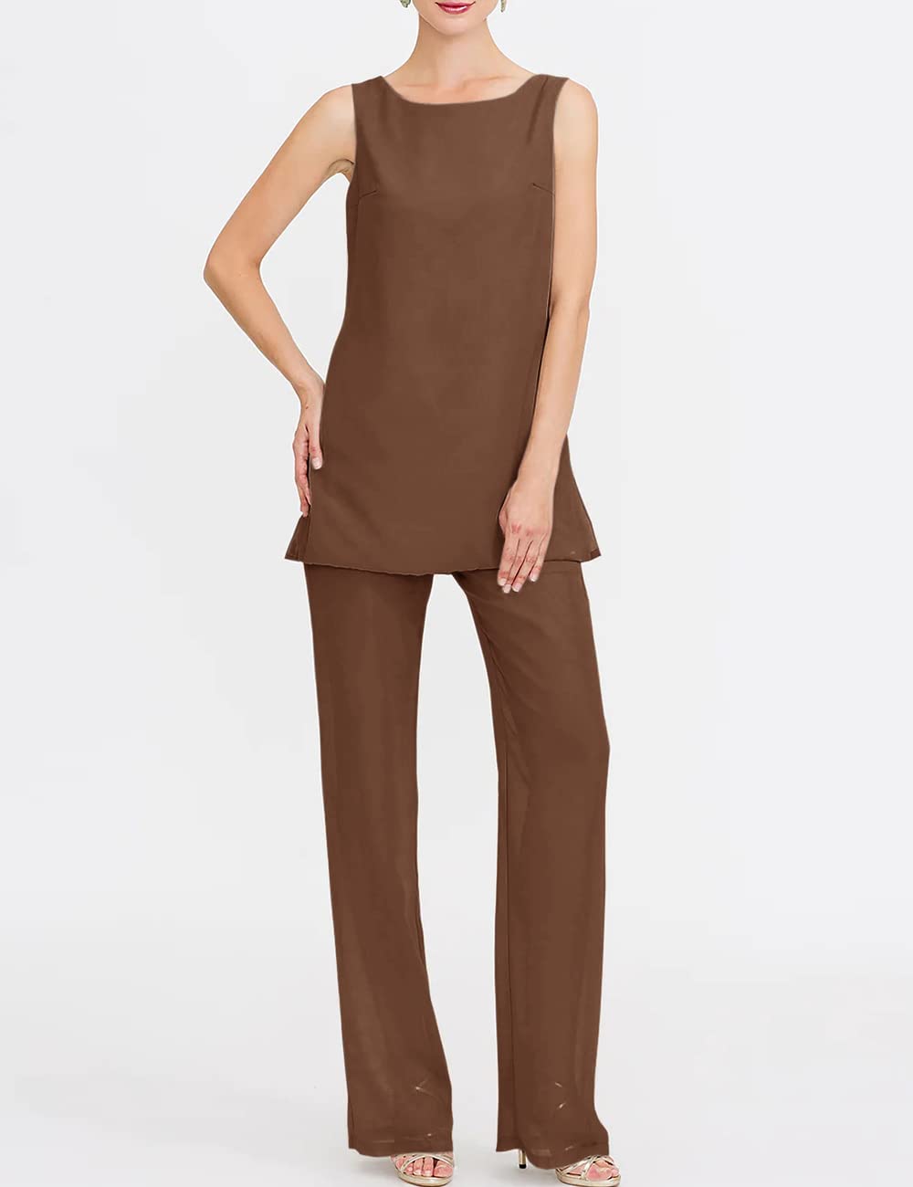 Elegant Chiffon Mother of The Bride Pant Suits 3-Piece Set - Formal Wedding Outfit & Evening Gown for Women - Perfect for Weddings, Receptions, and Special Occasions