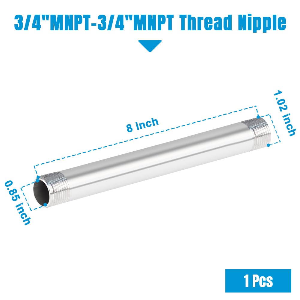 Quickun 304 Stainless Steel Nipple Pipe Fitting - 3/4
