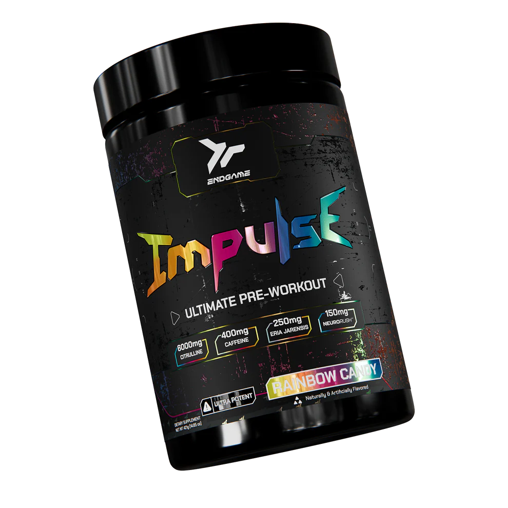 Endgame Impulse Pre Workout Powder 348g - Energy Booster for Gym & Fitness Training - Enhance Performance & Focus for Weightlifting, CrossFit & Bodybuilding
