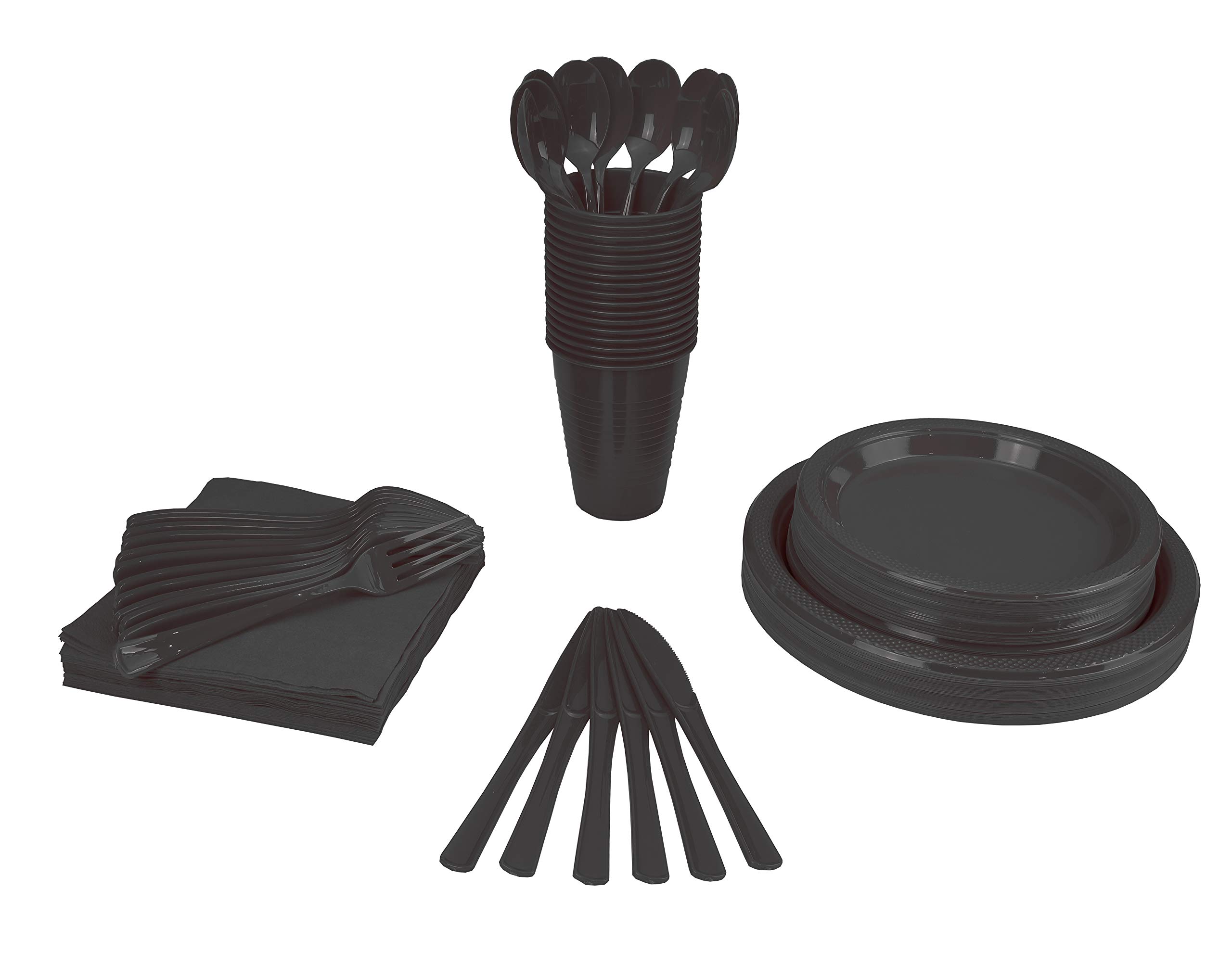 350-Piece Disposable Tableware Set - 50 Black 9