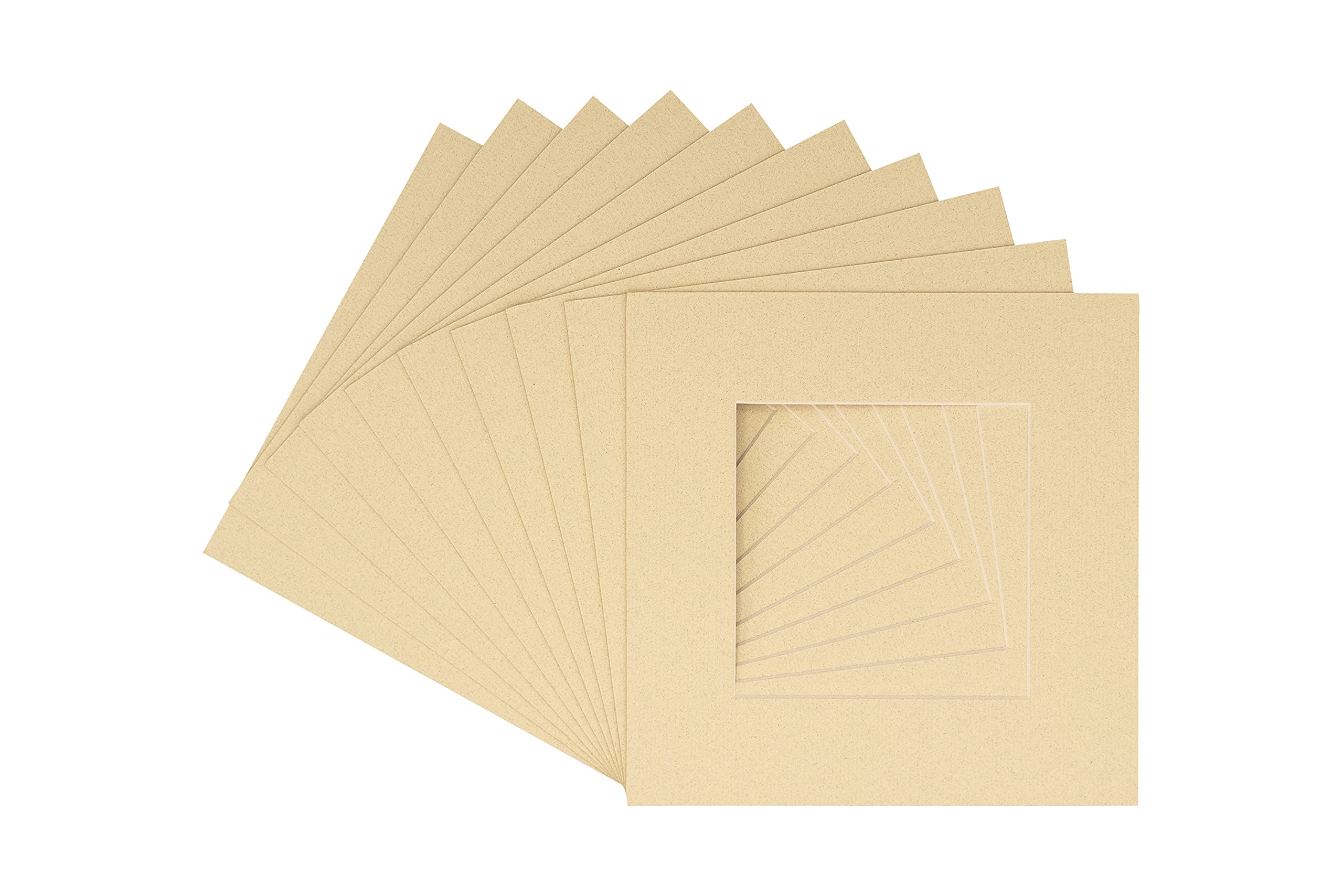 16x16 Inch Precut Tan Picture Matboard for 8x8 Photos - Acid Free Bevel Cut Mats with Backing Boards & Clear Bags (Pack of 25) - Perfect for Framing Art, Photos, and Displaying Memorabilia in 16x16 Inch Frames