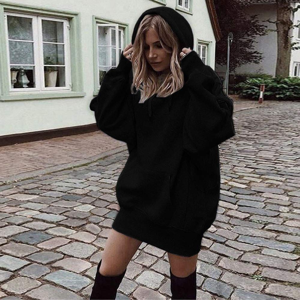 Bokeley Fashion Oversized Women's Long Sleeve Sweatshirt Hoodie with Pockets - Perfect for Casual Outings and Cozy Evenings