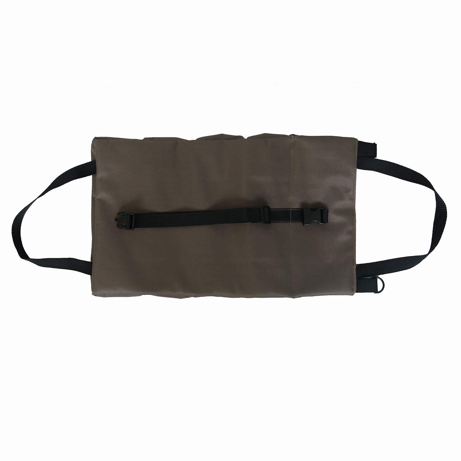 Heavy Duty Canvas Tool Roll Up Bag with 5 Zipper Pockets - Multi-Purpose Wrench Organizer & Hanging Pouch for Electricians, HVAC Mechanics, Carpenters - Portable Tote Carrier Bag (Dark Khaki) | Ideal for Workshop, Garage, Job Site & DIY Projects