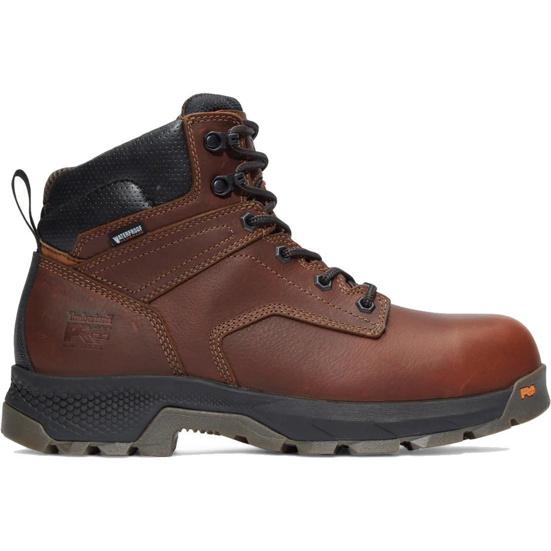 Titan EV 6 Inch Composite Toe Waterproof Work Boots for Men - Slip Resistant Safety Shoes, Electrical Hazard Protection - Ideal for Construction, Warehouse & Outdoor Jobs (Brown)