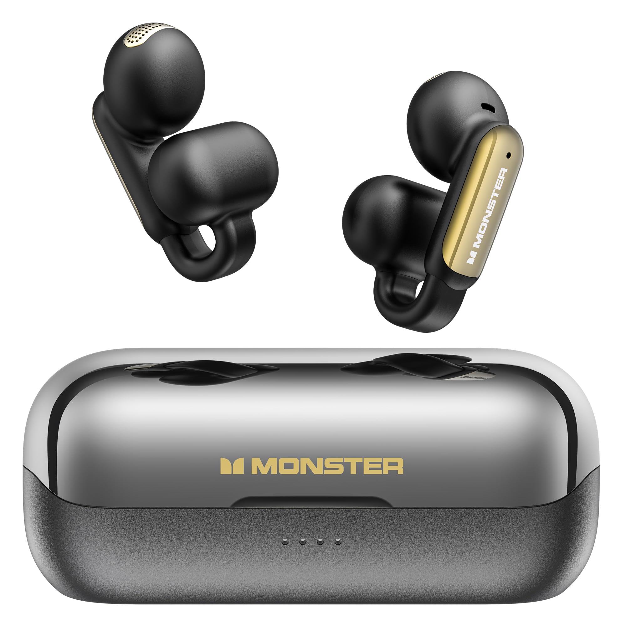 Monster Open AC601 Wireless Earbuds Bluetooth 5.0 with Noise Cancellation - 30H Playtime, IPX5 Waterproof, HD Sound for Gym, Running & Travel