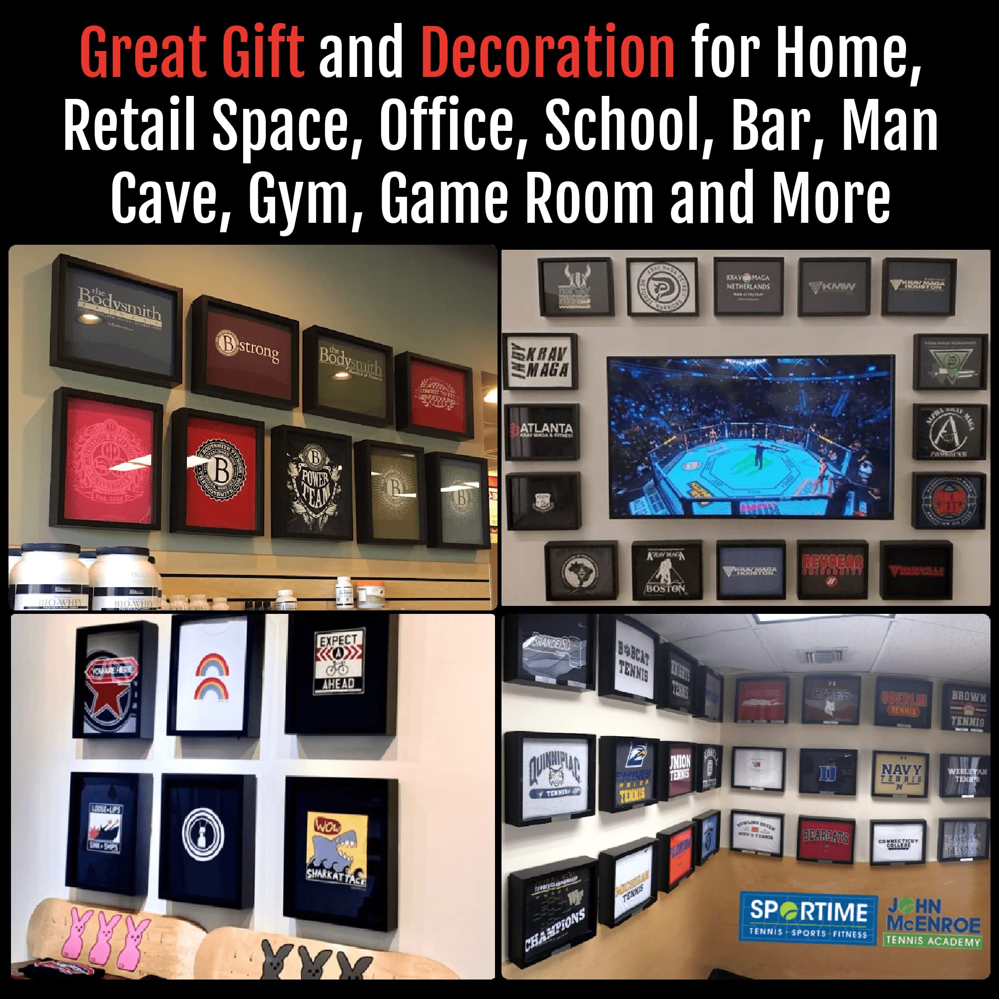 2 Pack Original T-Shirt Display Frame with Real Glass - 11x14 Inches Black Shadow Box for Concert, Sports Jersey & Memorabilia Display - Perfect for Wall Mounting and Home Decor