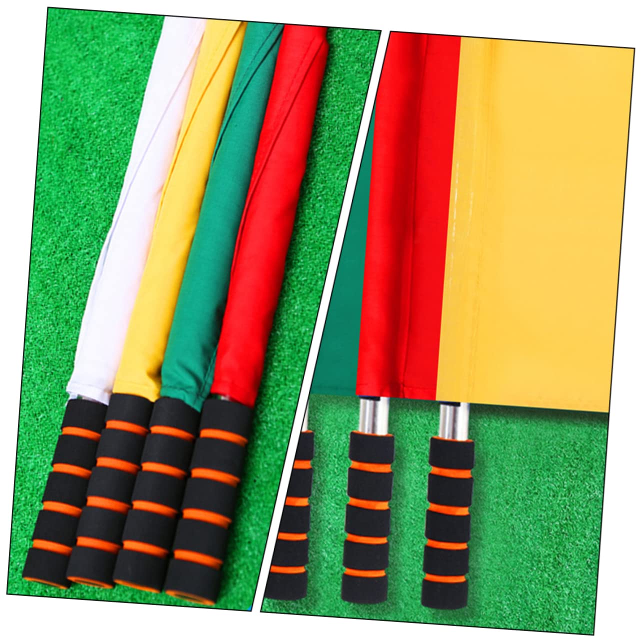 BESPORTBLE Soccer Referee Flag Set - 4 Pack with Stainless Steel Rods & Sponge Handle - Weatherproof Referee Flags for Football Games, Tournaments, and Sports Events - Perfect for Coaches, Referees, and Soccer Training