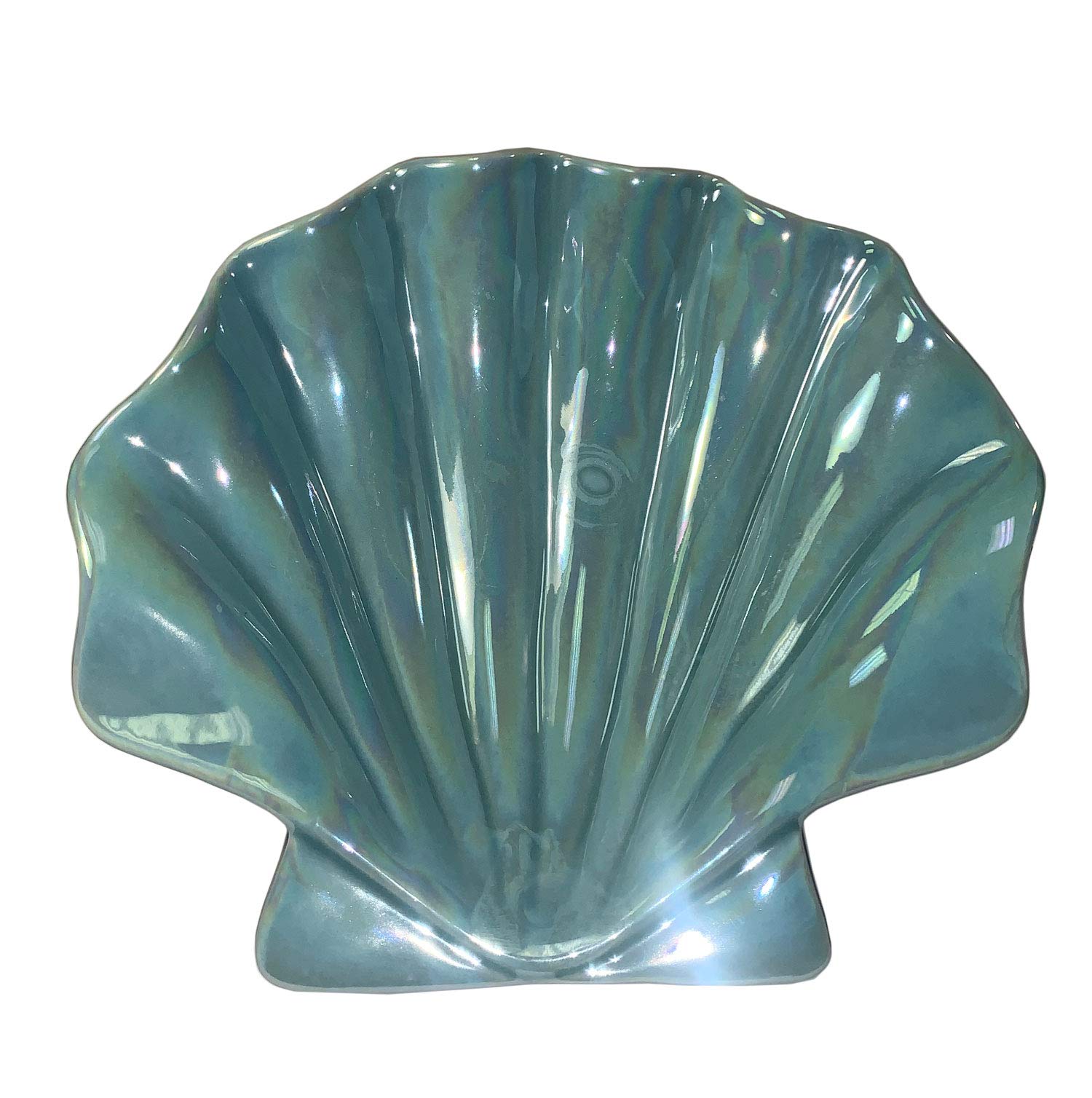 Blue Shell Shaped Ceramic Jewelry Tray - Decorative Beach Themed Dish for Rings, Earrings & Small Accessories | Perfect for Bathroom, Dresser & Vanity Organizer