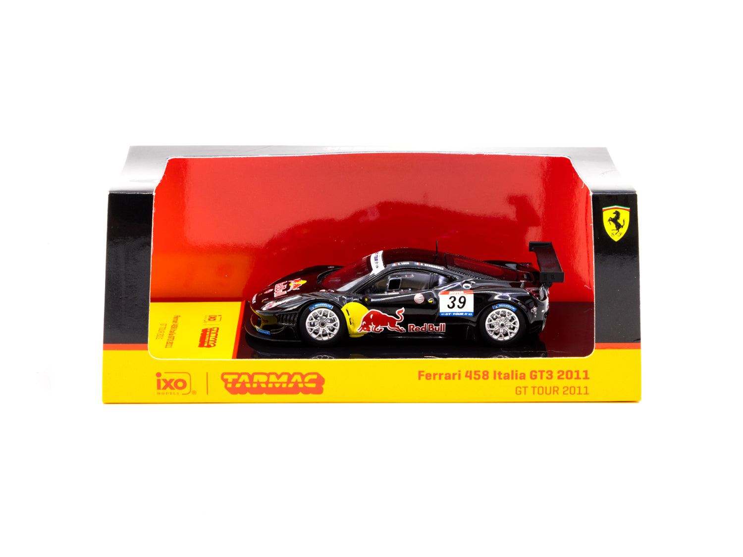 Tarmac Works X IXO Models 1/64 Scale Ferrari 458 Italia GT3 GT Tour 2011 #39 Diecast Car - Collectible Miniature Racing Model for Display & Hobby Enthusiasts