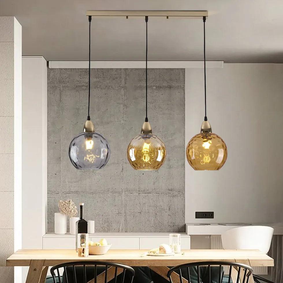 Modern 3-Light Glass Pendant Lighting Fixture for Dining Room - Elegant Hanging Chandelier with Clear Glass Shades - Perfect for Kitchen Island, Breakfast Nook & Farmhouse Decor