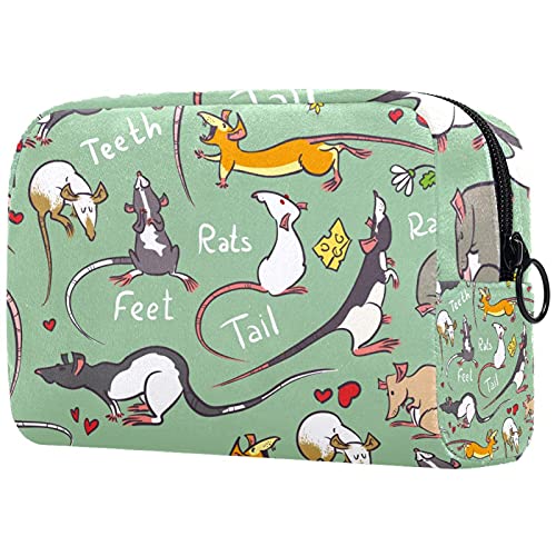 Stylish Leather Travel Cosmetic Bag for Women - Waterproof Makeup Organizer with Zipper, Multi-Functional Toiletry Case (Animal Print Green) - Perfect for Vacation, Gym & Daily Essentials Storage