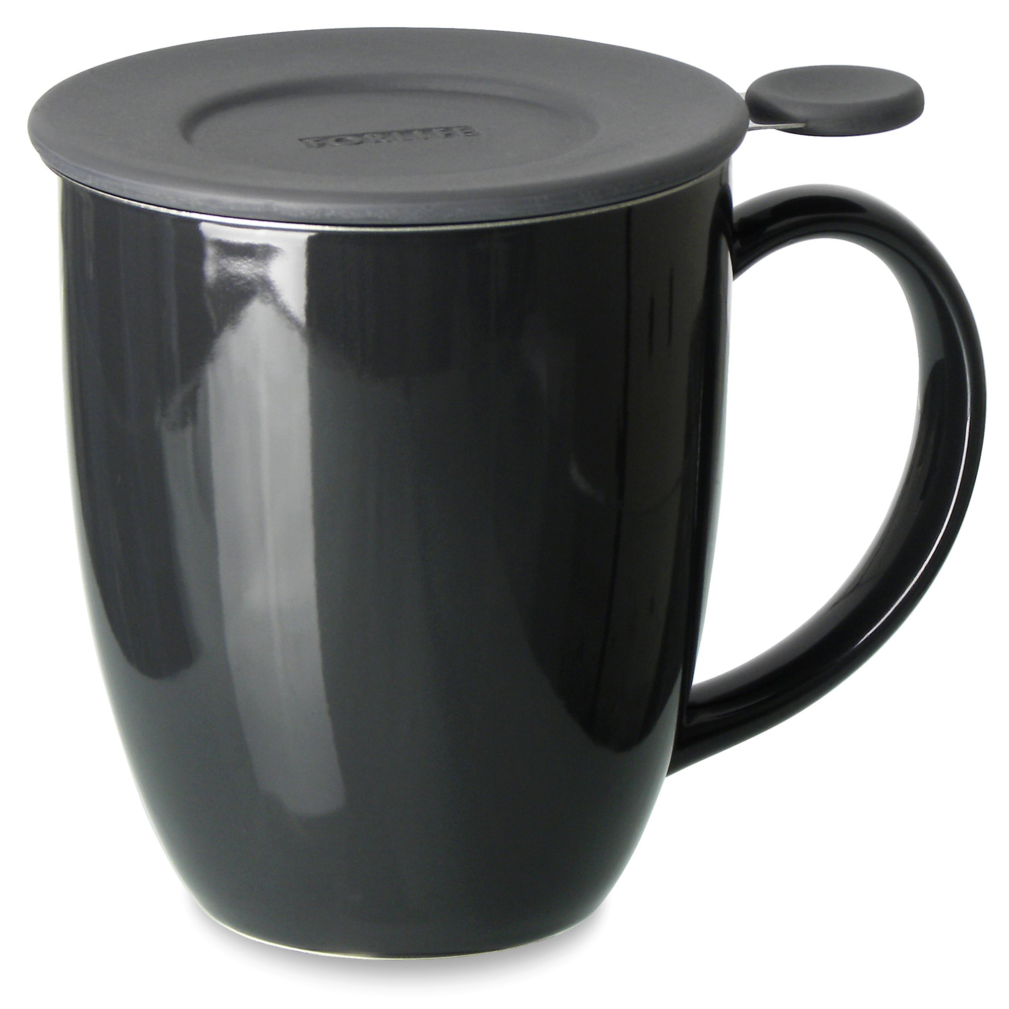 FORLIFE Uni Brew-in-Mug 16oz Black Graphite Tea Infuser Mug with Lid - Perfect for Loose Leaf Tea, Coffee & Herbal Brews at Home, Office or Travel