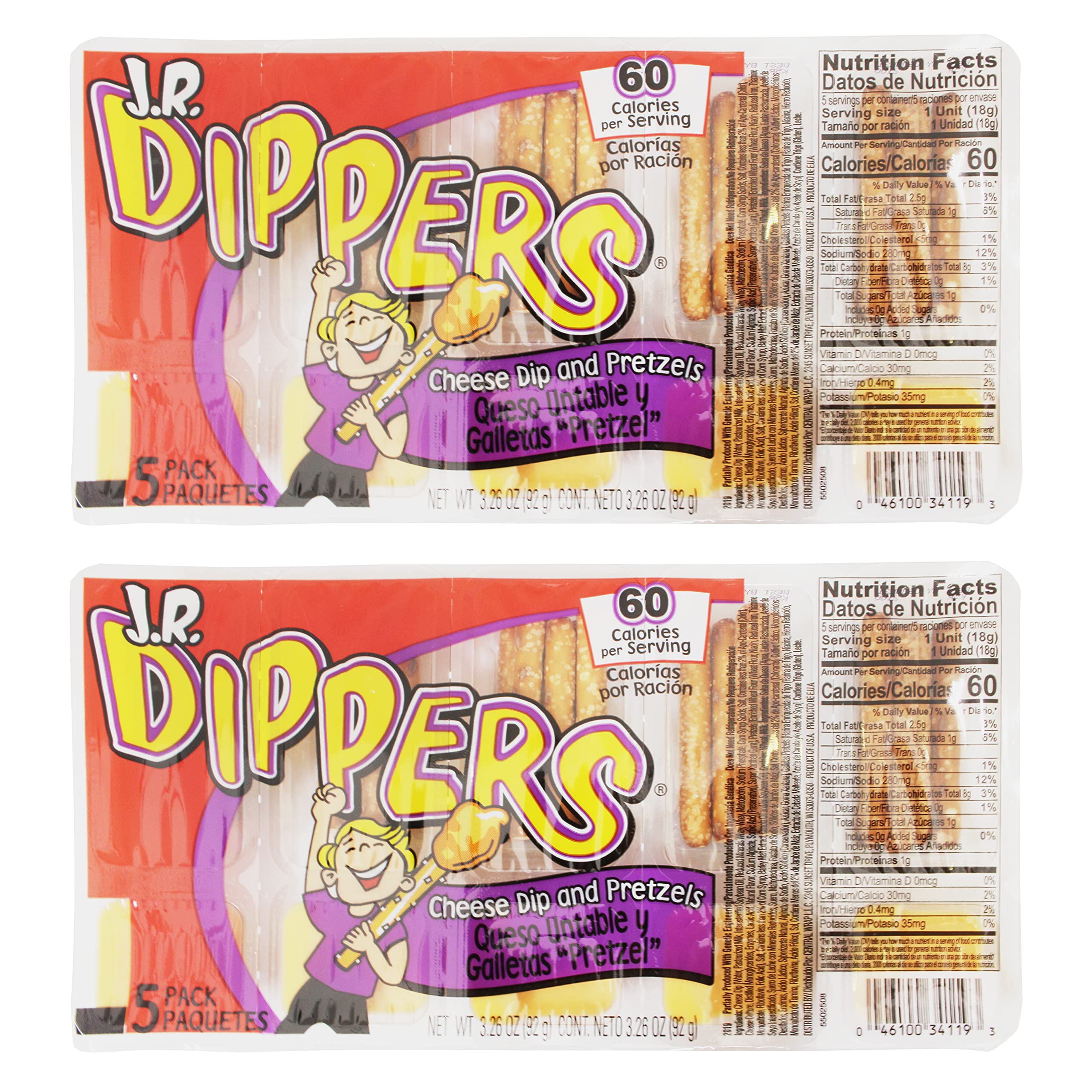 J.R. Dippers Cheese Dip & Pretzel Sticks Snack Pack (2 Pack) - Perfect for Parties, Movie Nights & On-the-Go Snacking