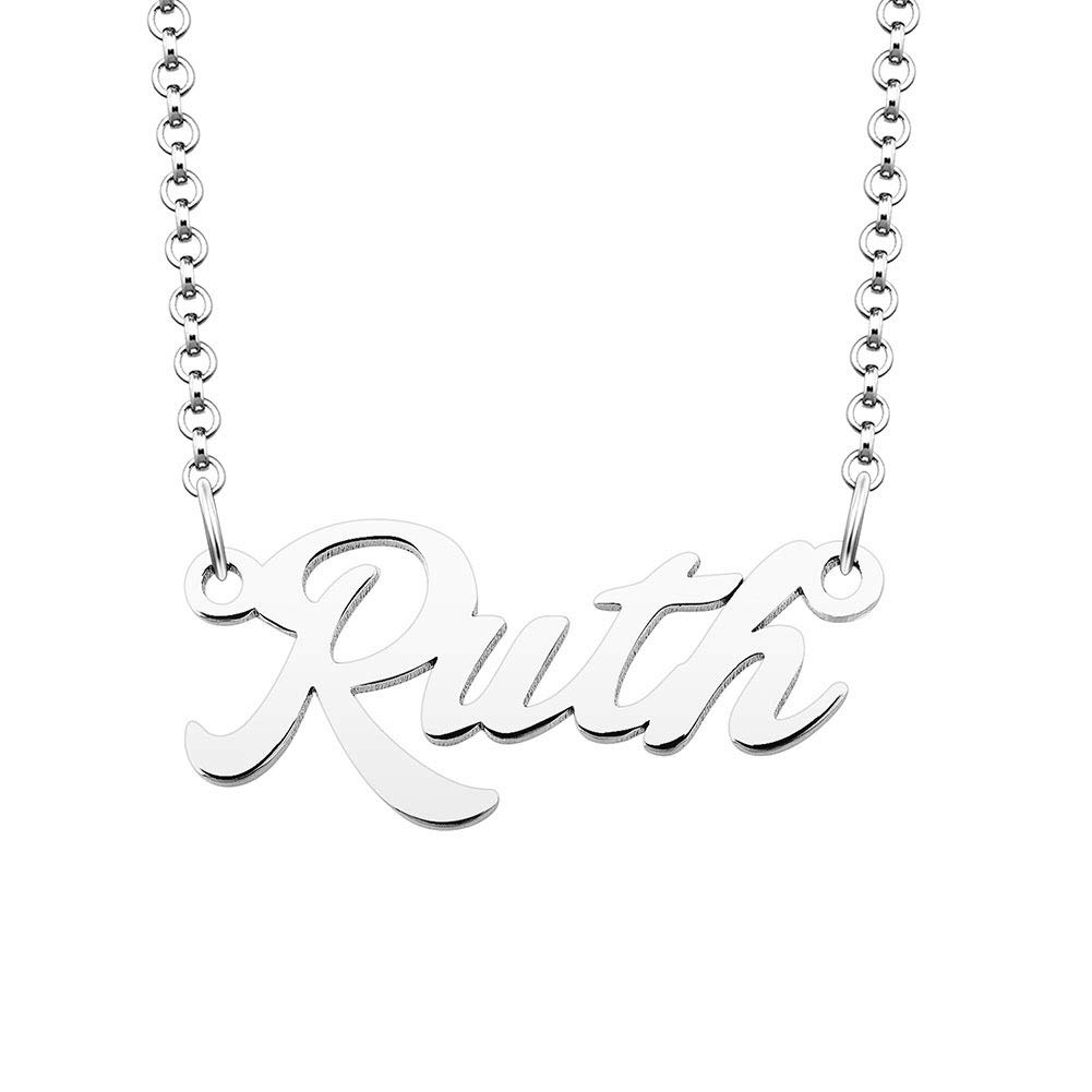 Custom Silver Plated Ruth Name Necklace - Personalized Jewelry Gift for Women & Couples | Birthday, Anniversary, Valentine's Day Present
