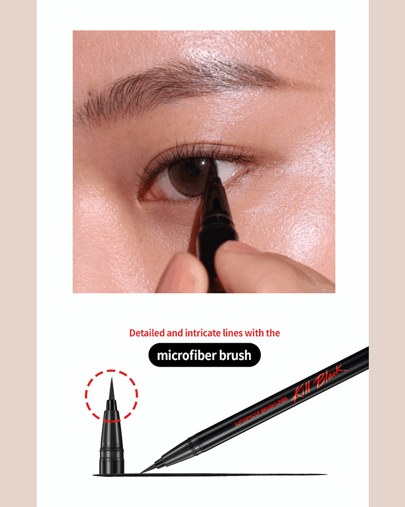 CLIO Superproof Brush Liner - Waterproof & Long-Lasting Eyeliner for Precise Winged Liner - Perfect for Everyday Makeup & Special Occasions