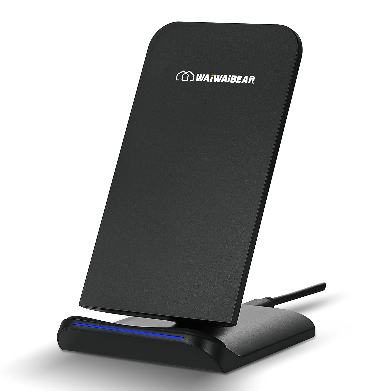 WAIWAIBEAR 15W Fast Wireless Charger Stand - Qi-Certified Phone Charging Dock for iPhone 13/12/11/SE/X/8 Plus, Samsung Galaxy S21/S20/S10/S9/S8, Google Pixel - Perfect for Bedside, Office & Car Use