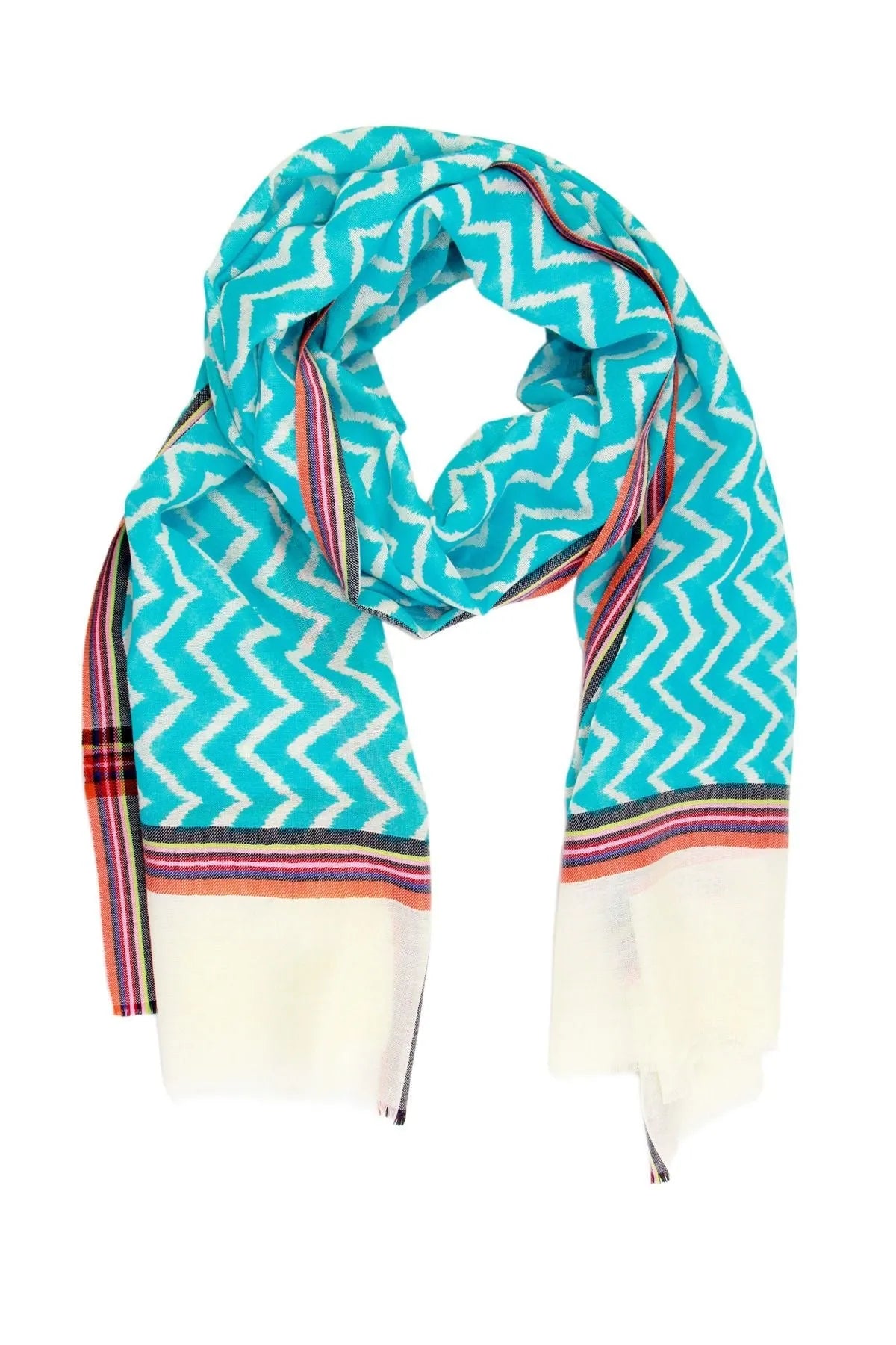 Stylish Chevron Print Turquoise Scarf for Women - Soft Lightweight Fashion Accessory - Perfect for Office, Travel and Everyday Outfits