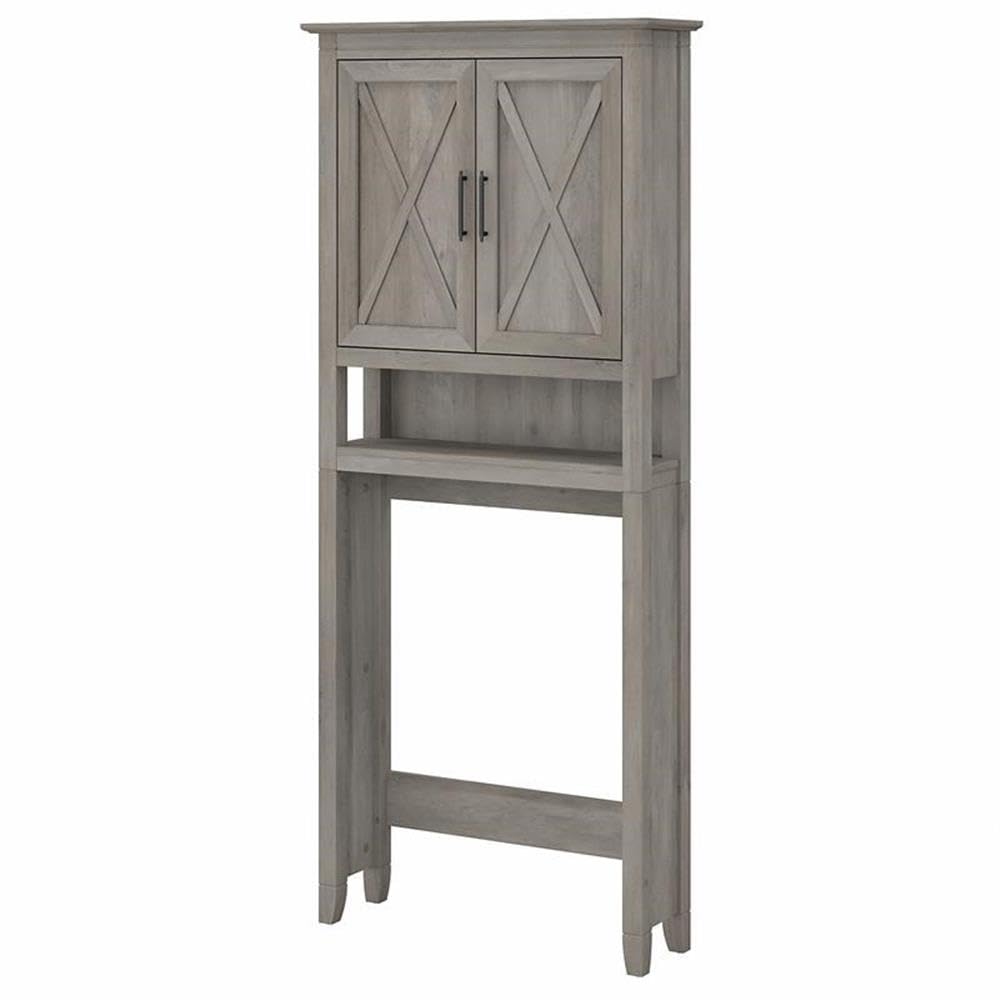Bush Furniture Key West Over The Toilet Storage Cabinet - Driftwood Gray Bathroom Organizer for Towels, Toiletries & Linens | Space-Saving Solution for Small Bathrooms