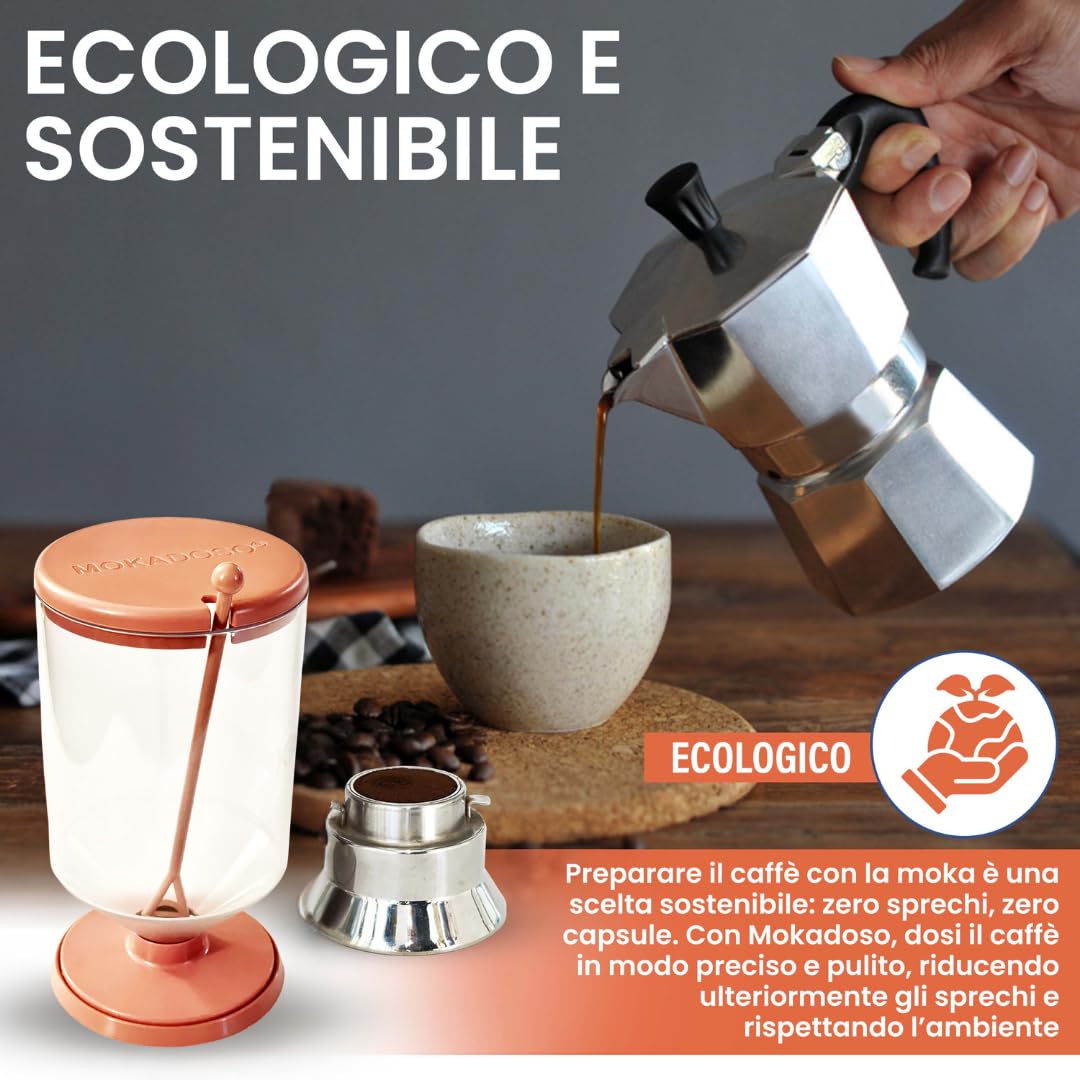 MOKADOSO Coffee Dosing Spoon for Moka Pot – Precise Measuring Scoop for 1/2 to 12 Cup Stovetop Espresso Makers, Perfect for Ground Coffee (Antique Rose) – Ideal for Home Baristas & Italian Coffee Lovers