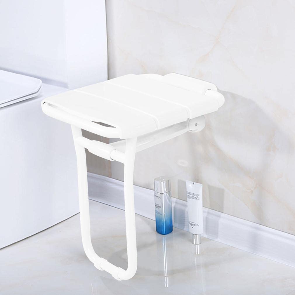 Foldable Wall Mounted Shower Chair with Support Legs - Non-Slip Bathroom Safety Seat Bench for Elderly & Disabled, White Space-Saving Bathtub Stool for Small Bathrooms | Perfect for Shower, Bath & Handicap Accessibility
