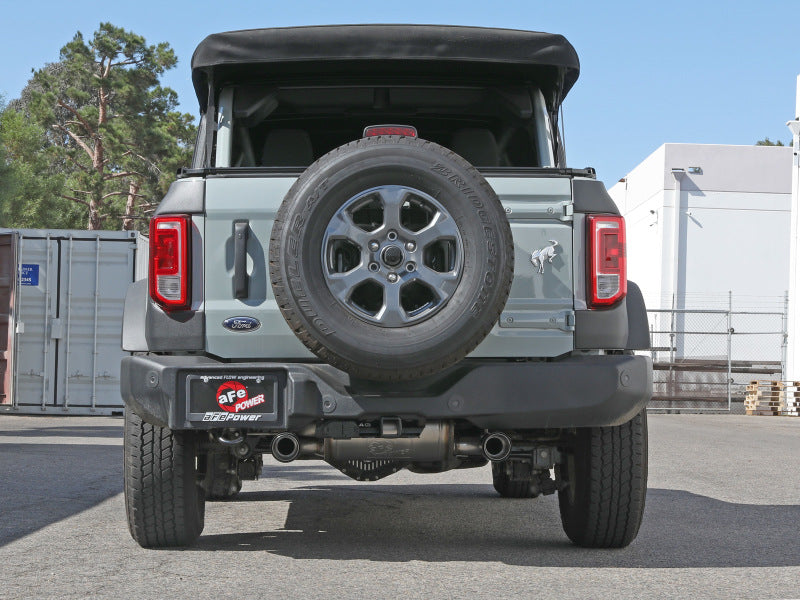 aFe 2021+ Ford Bronco L4 2.3L Turbo / V6 2.7L Twin-Turbo Vulcan 3in. to 2.5in. Stainless Steel Cat-Back Exhaust System with Carbon Fiber Tip - Performance Upgrade for Off-Road & Street Driving