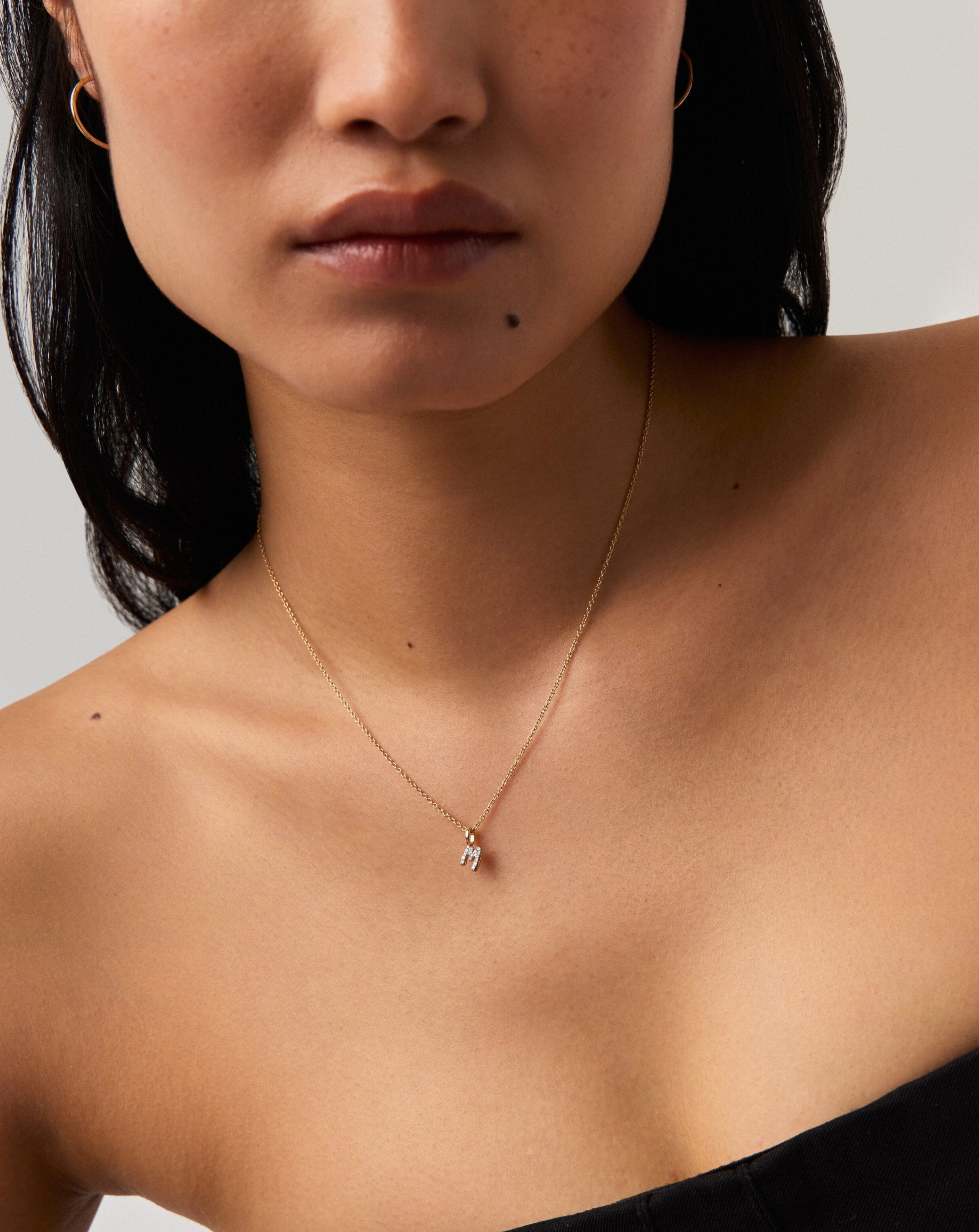 14K Solid Yellow Gold Plated Diamond Initial Mini Pendant Necklace for Women - Personalized Name Letter Jewelry Gift for Birthday, Anniversary & Valentine's Day